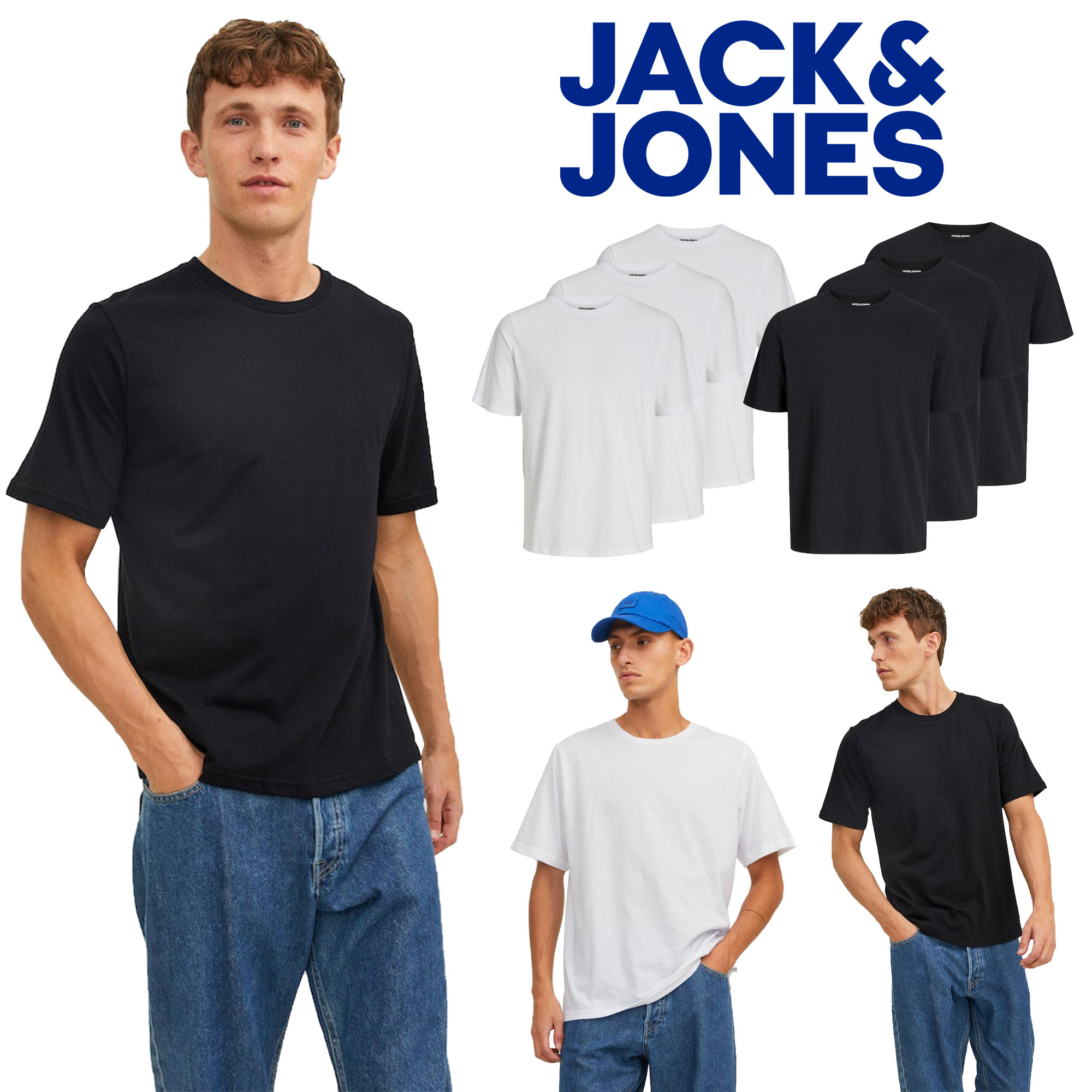 Mens Multipack T-shirt Jack & Jones 3 Pack T-shirts Classic