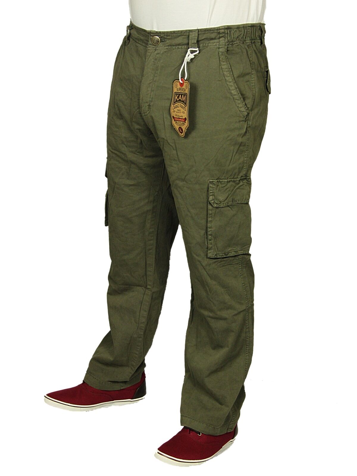 Brand New Cargo Combat Trouser KAM In Khaki Taupe Denim Pants For Men ...