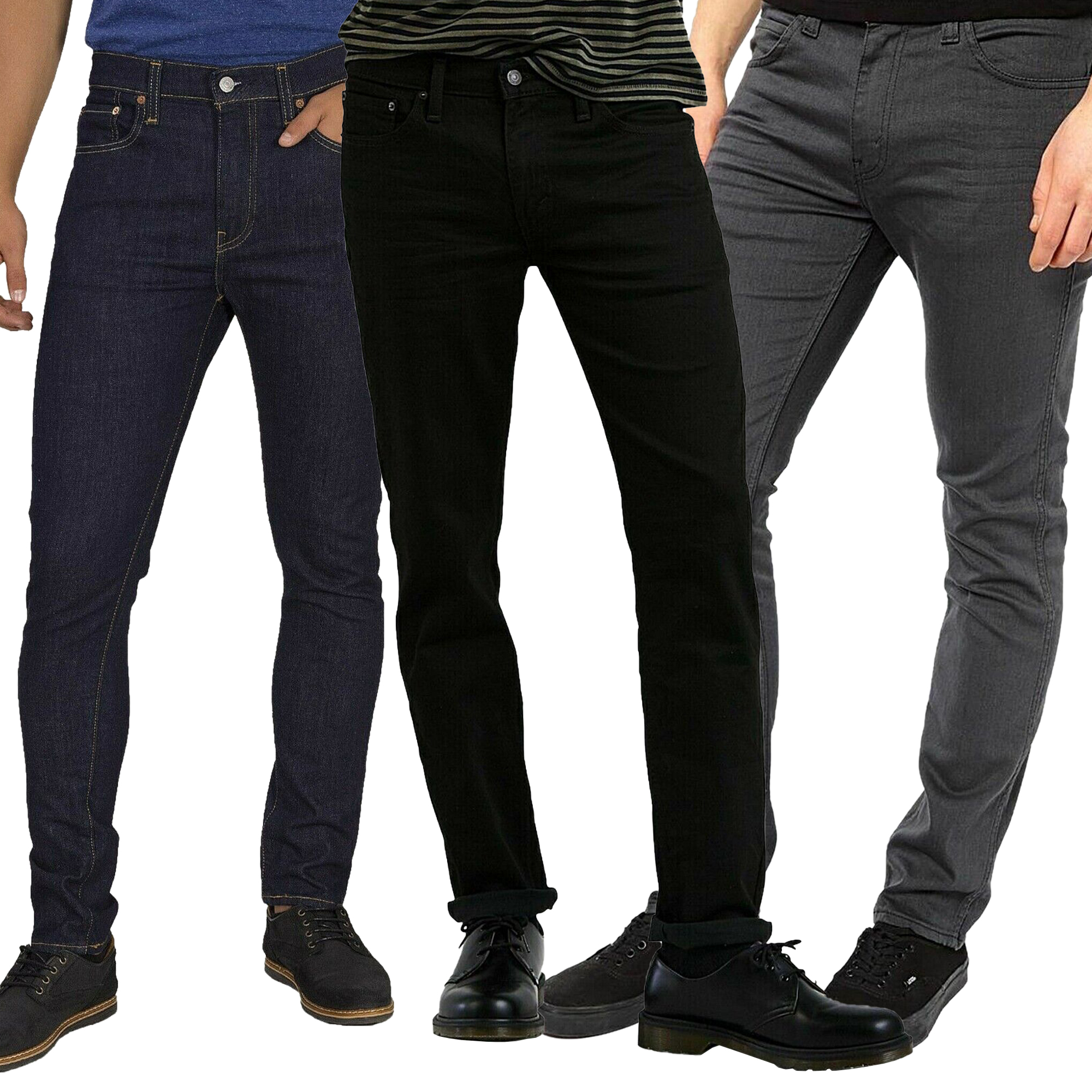 Mens Jeans Slim Fit Straight Leg Denim Trousers Pants Multi