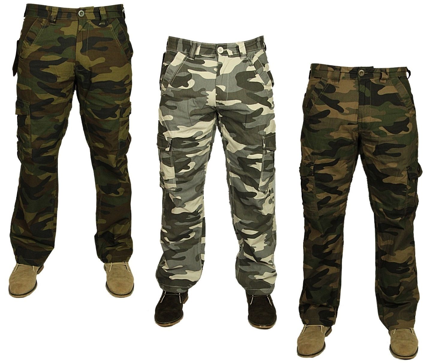 Mens King Size Cargo Combat Trousers Military Camouflage Casual Pants ...
