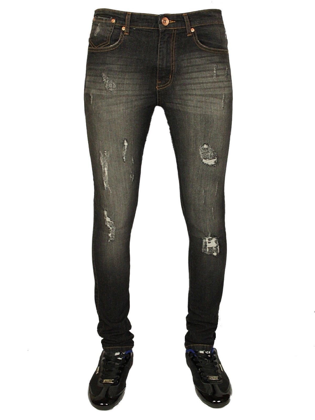 Men's Skinny Stretch Jeans Size 28 - 40 Ripped Denim Smart Stylish ...