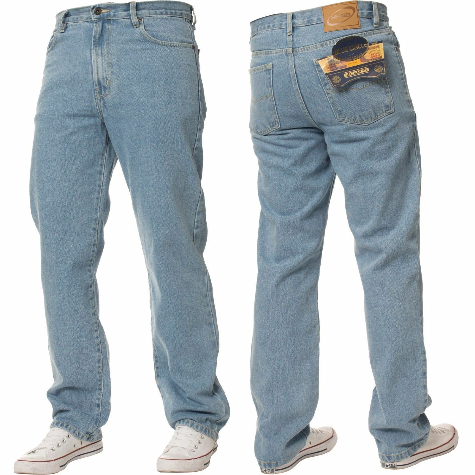 New Mens Straight Leg Basic Heavy Work Jeans Denim Pants All Waist Big ...