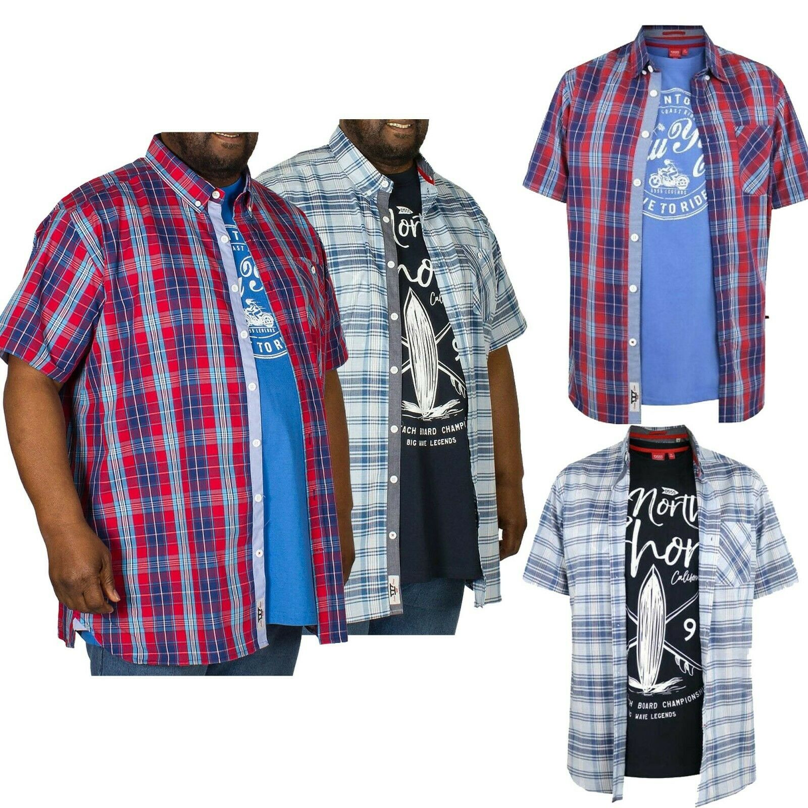 Duke London Mens Plus Size Printed Shirts Casual Short Sleeve King Size 2XL-5XL