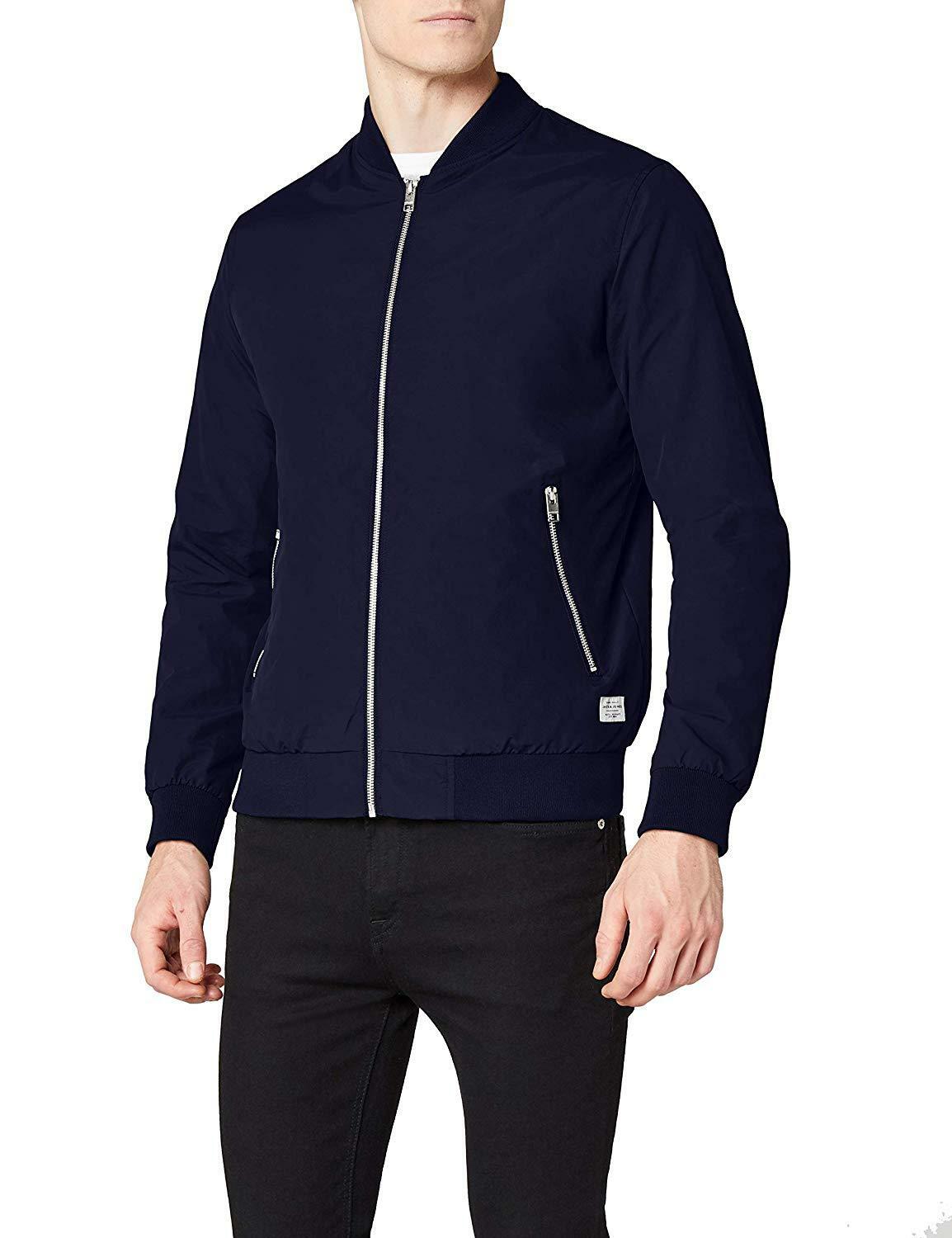 Jack & Jones New Mens Bomber Jacket Zip Waterproof Windproof Coat Size ...