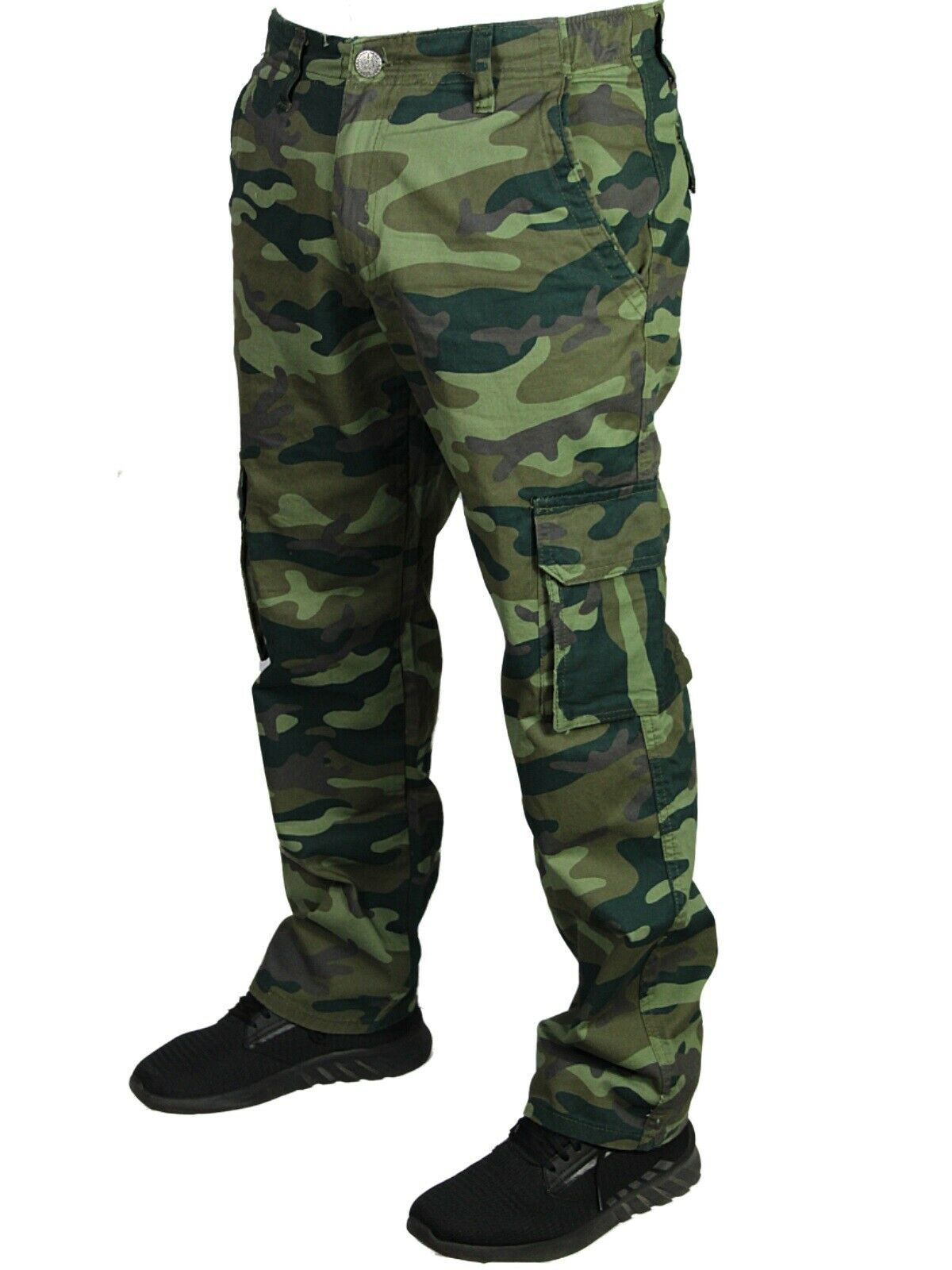 New KAM Mens Casual Camo Cargo Combat Pants Green Camouflage Waist 30 ...