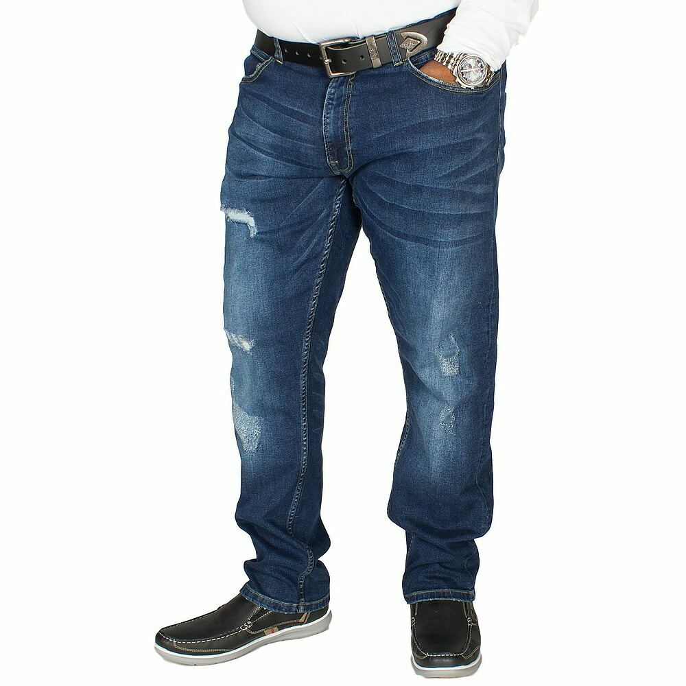 D555 Men's Big King Size Jeans Stretch Ripped Distressed Denim Pants ...
