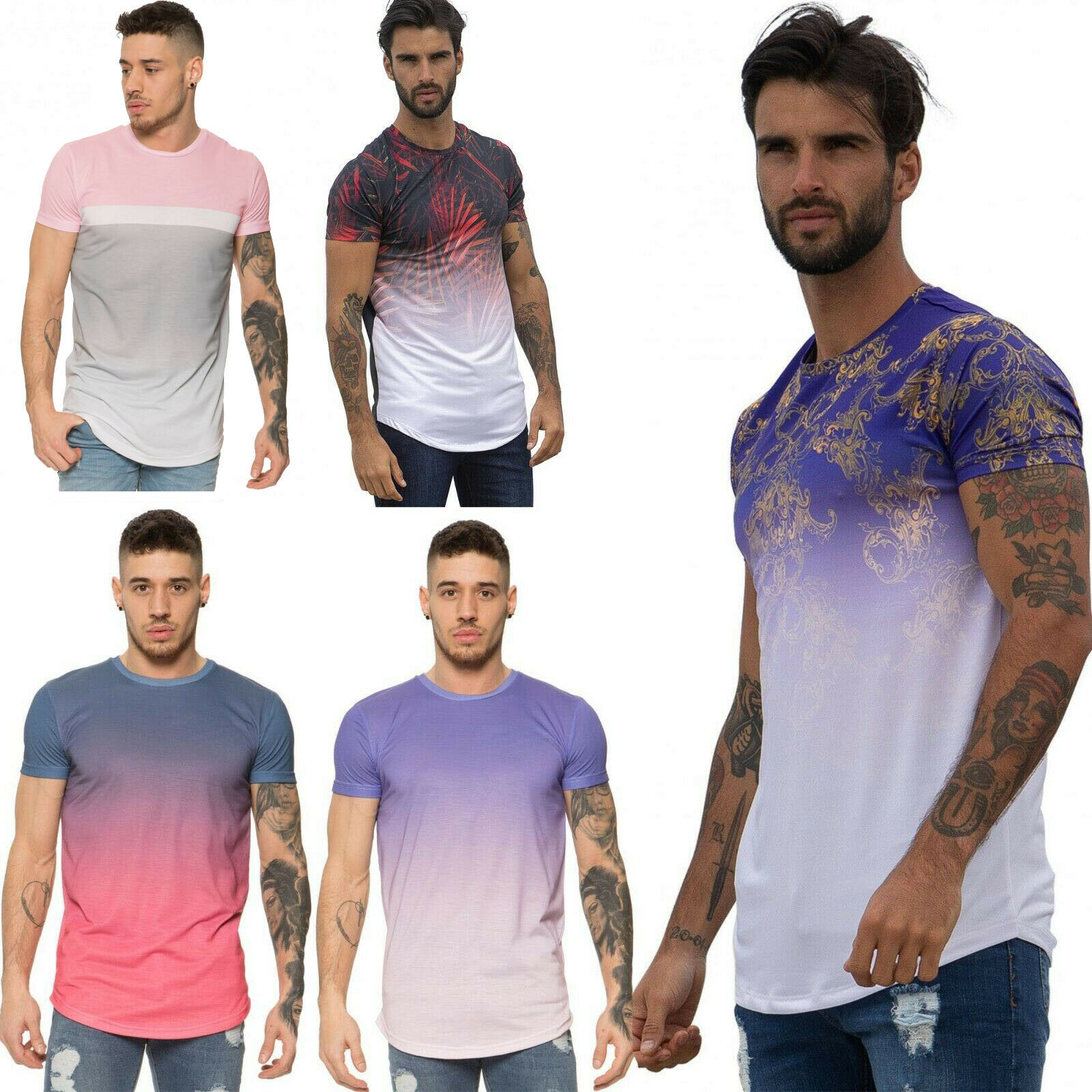 Men/'s New Designer ENZO Casual Polo T-shirt All Size