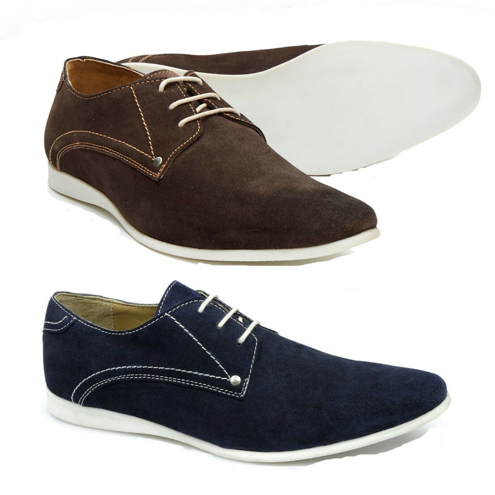 Lucini Mens Suede Leather Lace-Up Shoes 