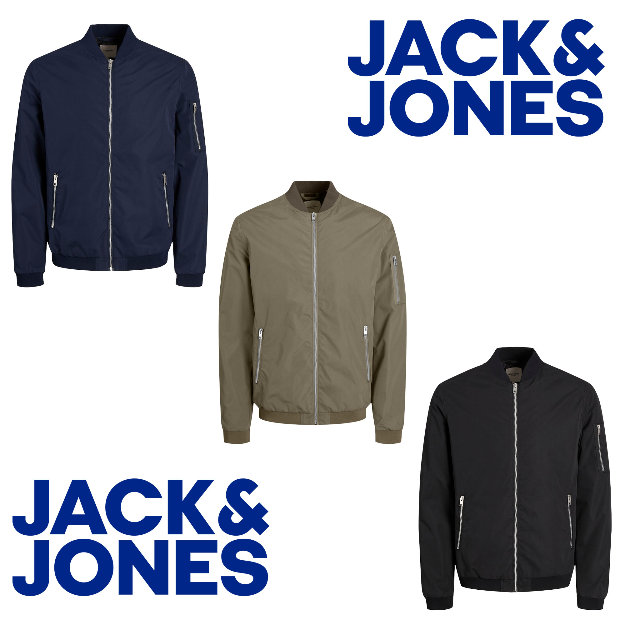 Jack & Jones Mens Bomber Jacket Full Zip Long Sleeve