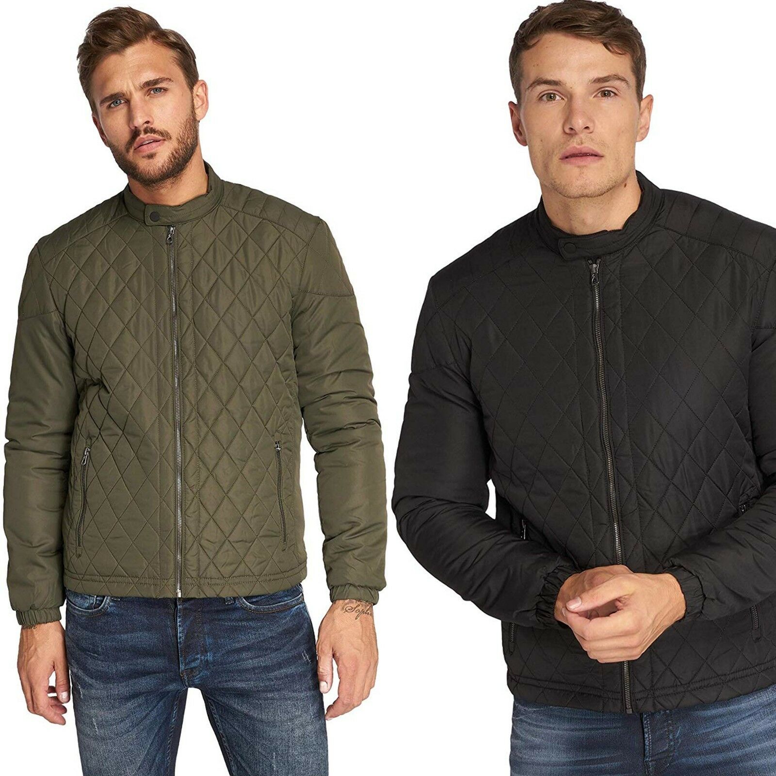 Only & Sons Mens Long Sleeves Quilted Jacket Casual Biker Jackets Coat ...