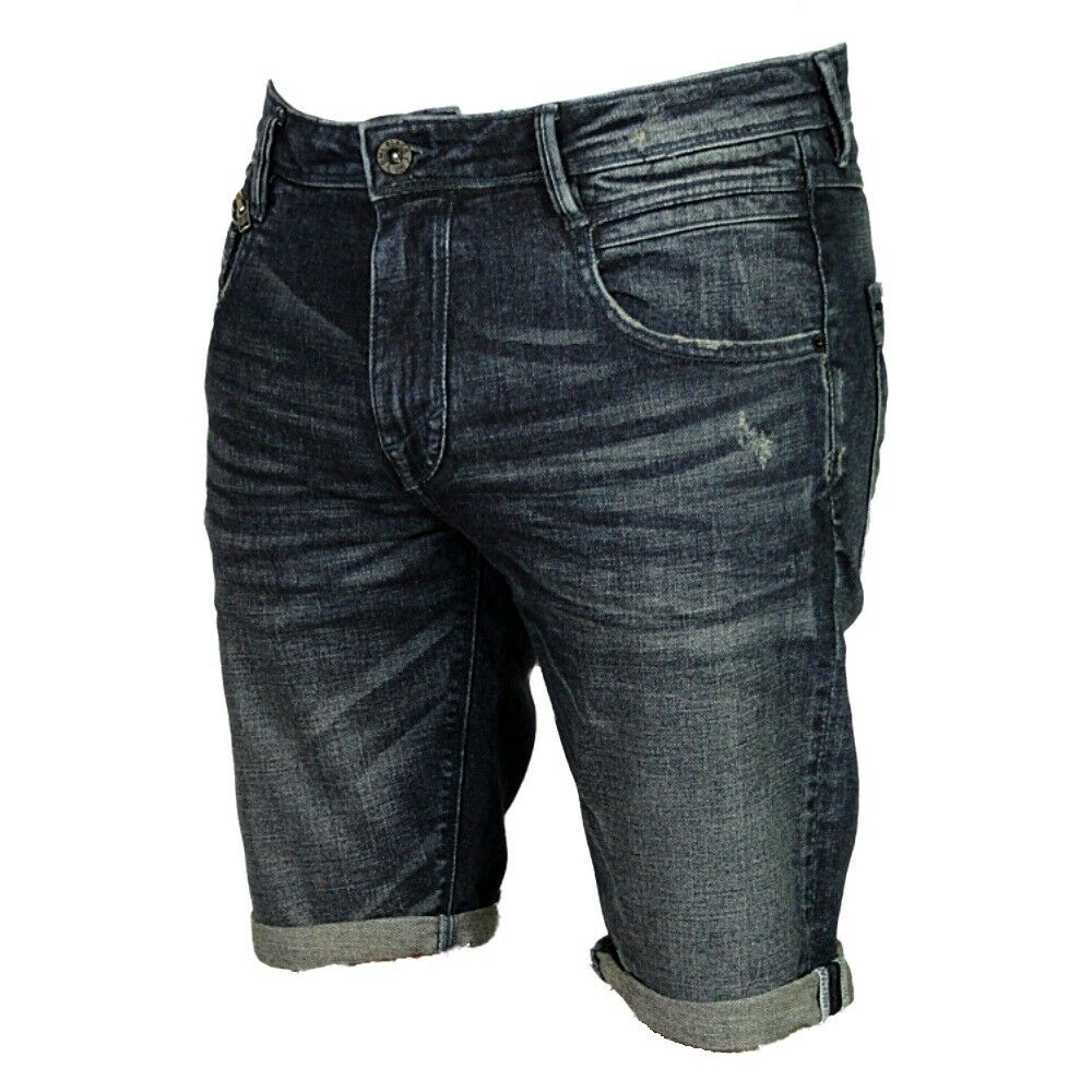 DML Mens Denim Shorts Stretch Slim Fit Rolled Hem Jeans Half Pants Size ...
