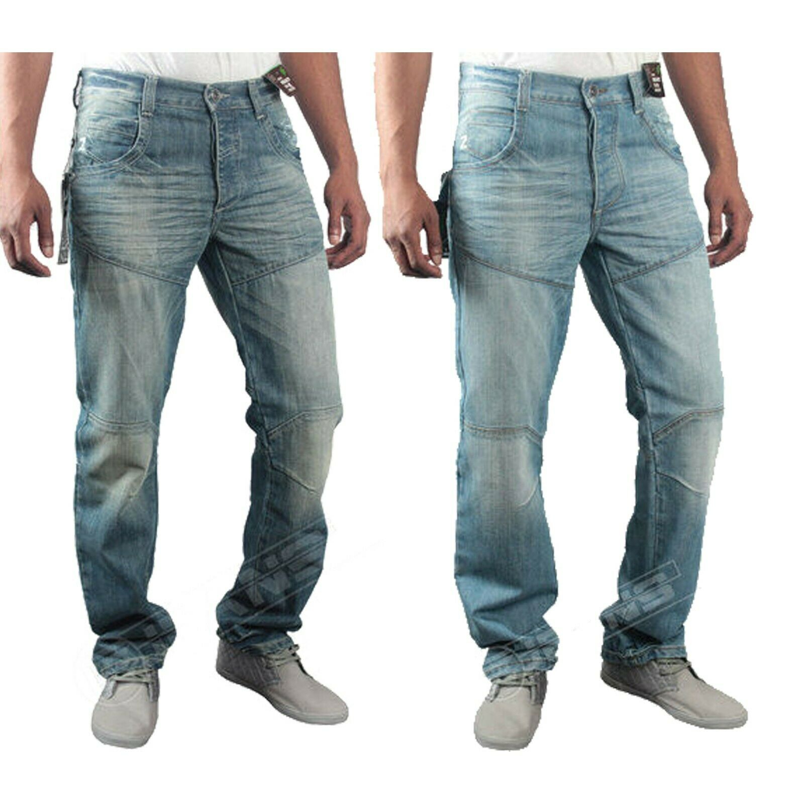 Mens Stretch Jeans Straight Leg Regular Fit Basic Enzo Denim Pants Sizes 28-50/'/'