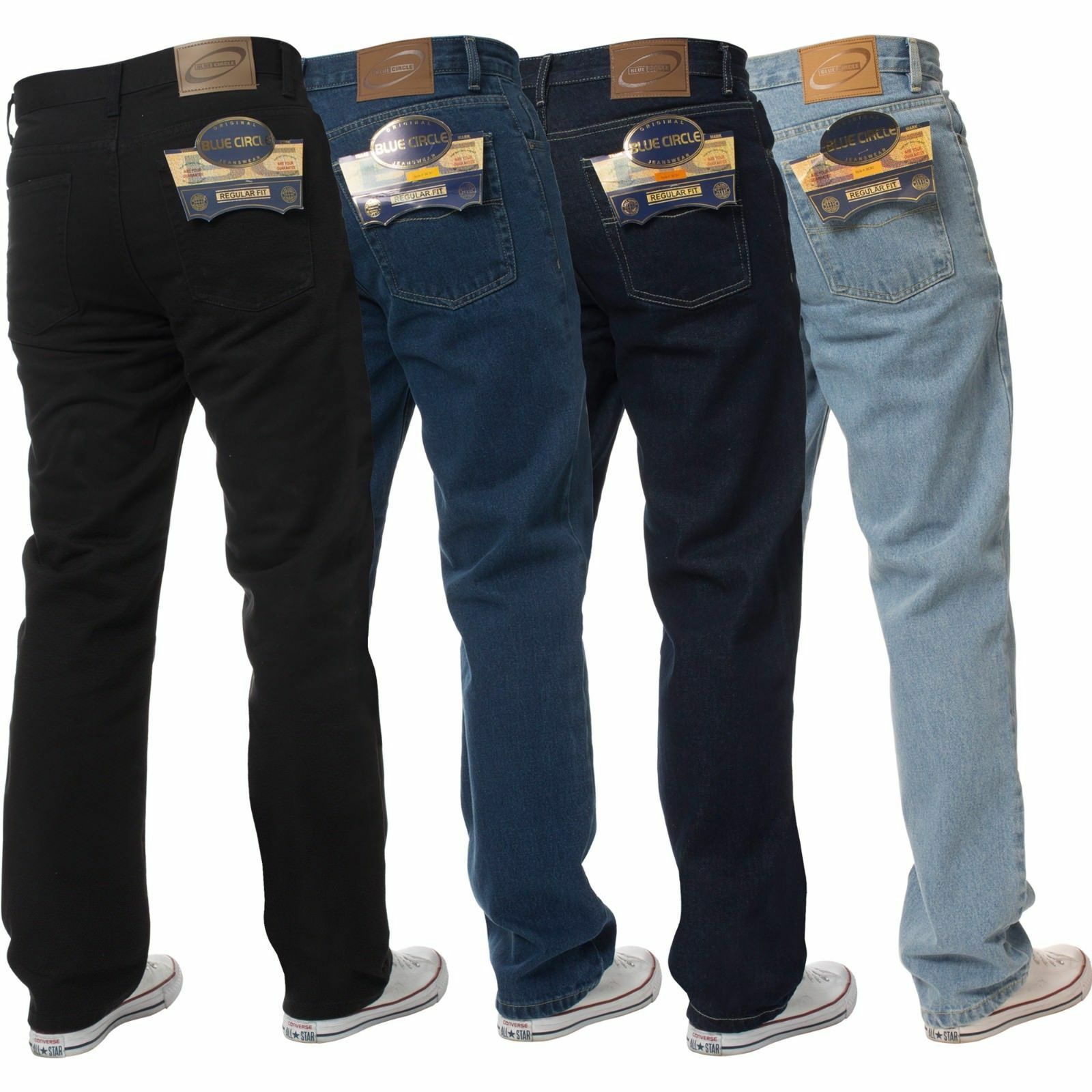 New Mens Straight Leg Basic Heavy Work Jeans Denim Pants All Waist Big ...
