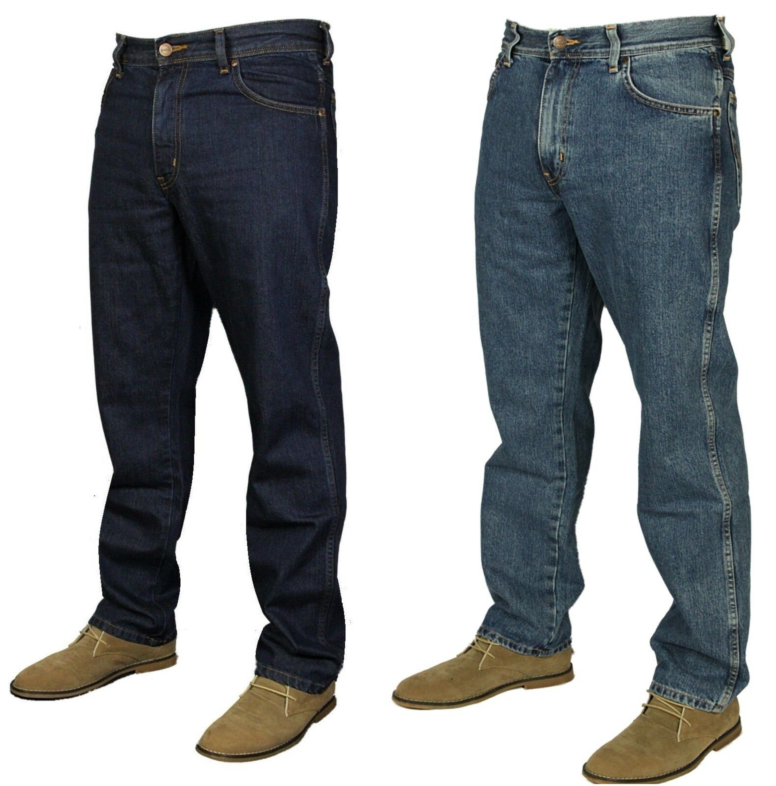 Men's Jeans Wrangler Durable Stretch Denim Jeans Regular Fit Rinsewash ...