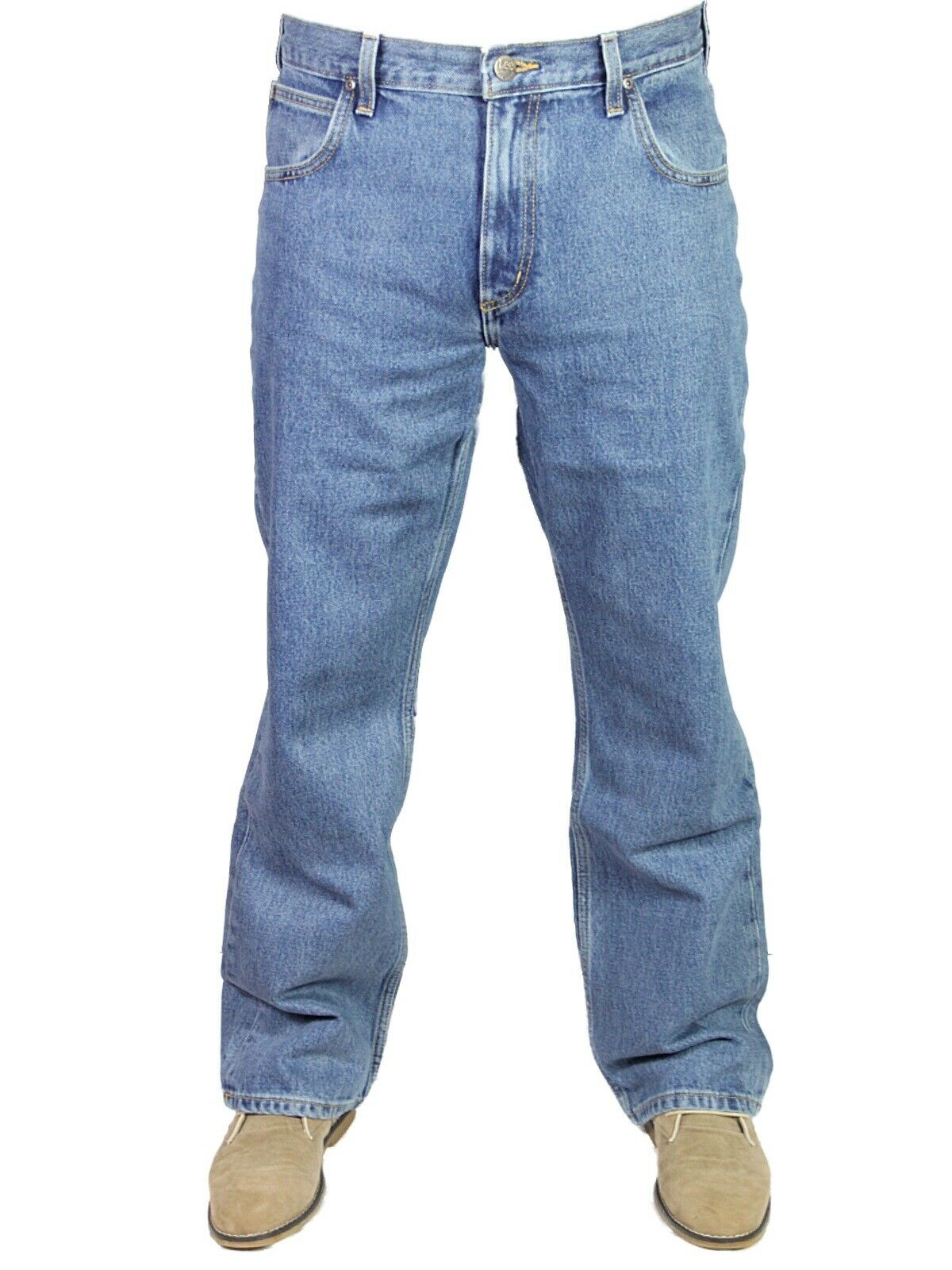 Lee Ranger Mens Classic Straight Leg Jeans Stonewash Blue Casual Denim ...