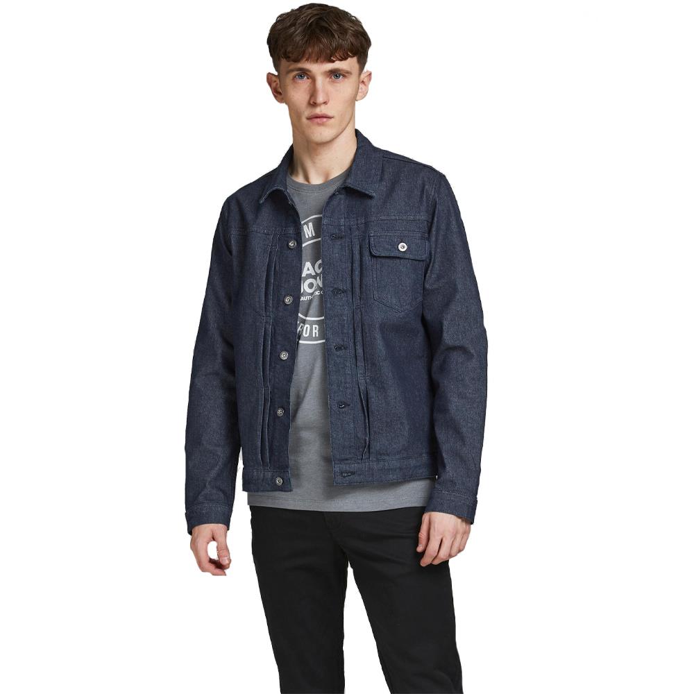 Jack Jones Mens Blue Denim Jacket Long Sleeve Comfort Fit Casual