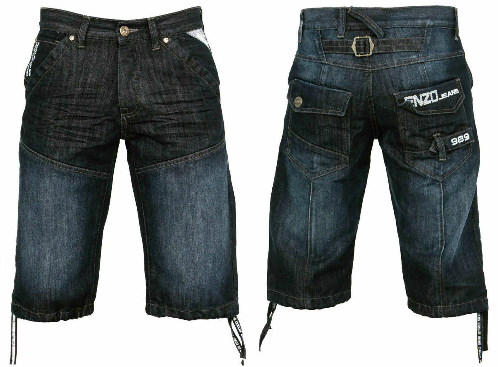 Da Uomo Big Size Jeans Cargo Combat Pantaloncini Stretch Kam IN DARK /& LIGHT USATO 40-60