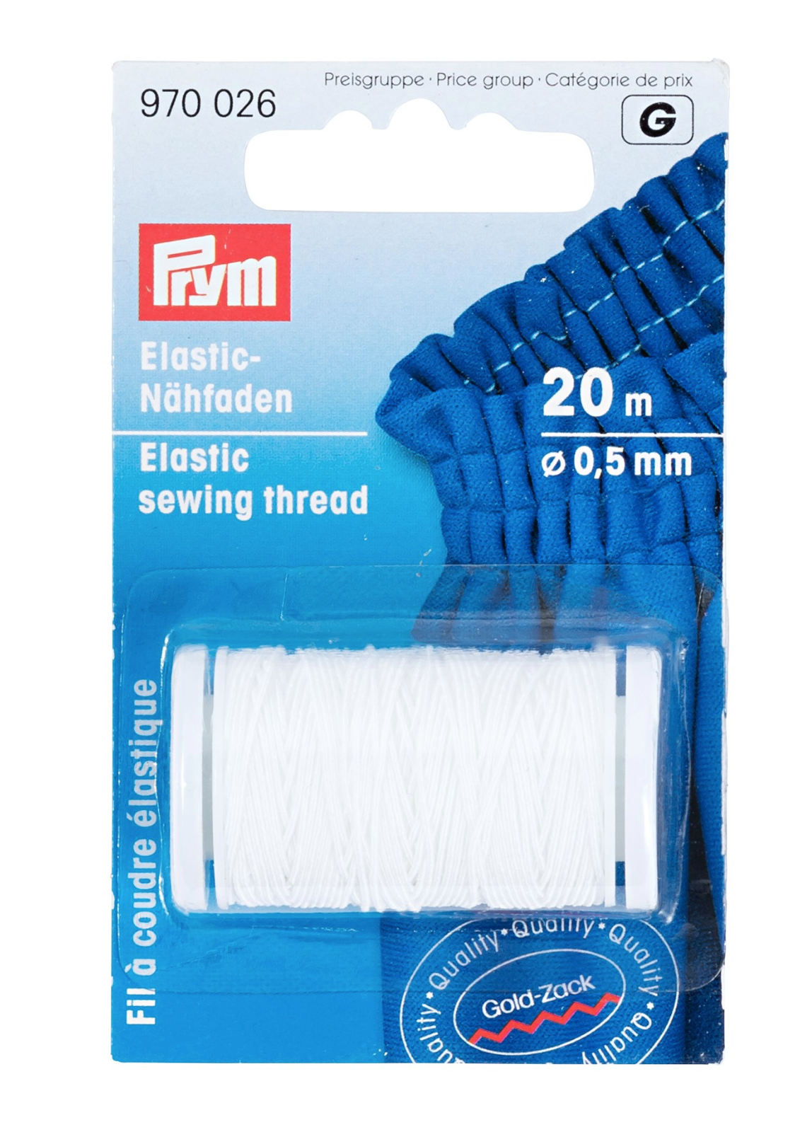 Prym White Elastic Sewing Thread. For Use On the Sewing machine Bobbin