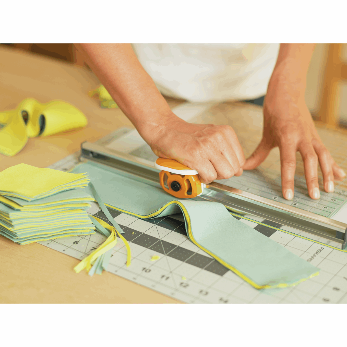 45mm Fabric Rotary Cutter and 6 x 24" Ruler Combo By Fiskars