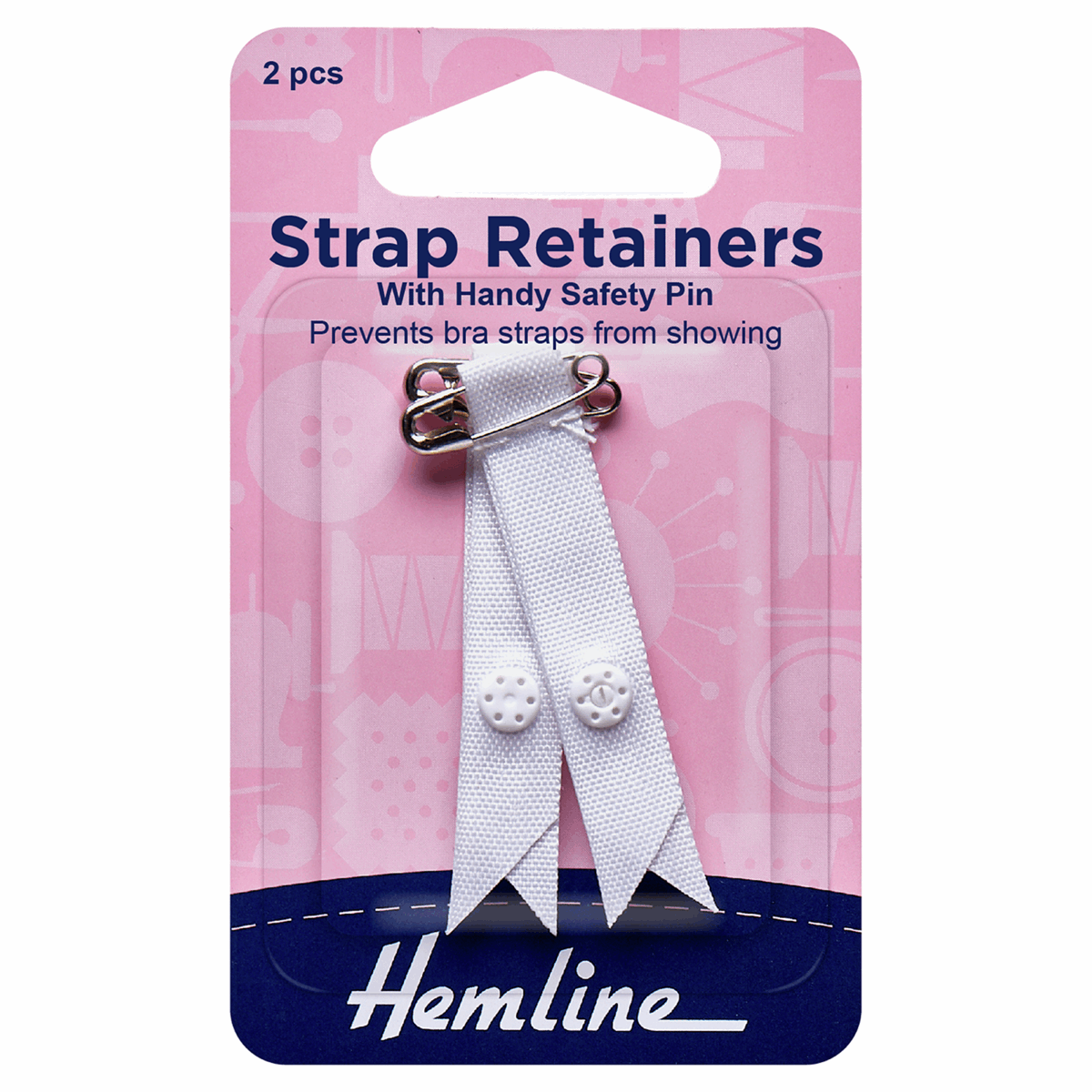 Shoulder Strap Retainer with Safety Pin White. Keeps garment/bra strap