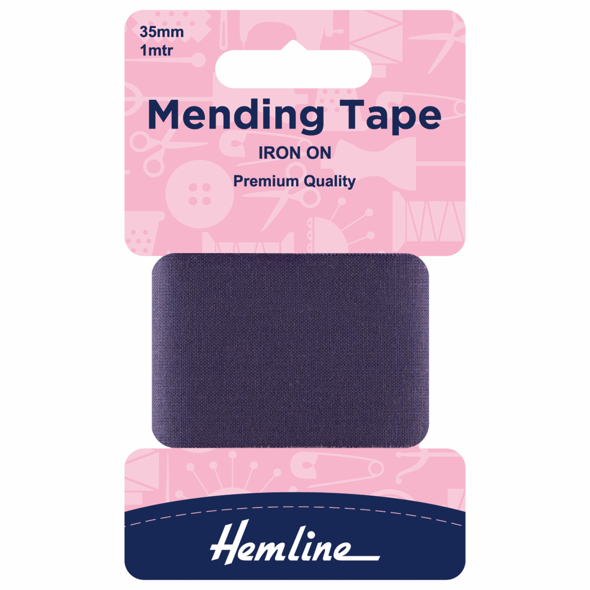 Navy IronOn Mending Tape 100cm x 35mm Quick and Easy Fabric, Garment