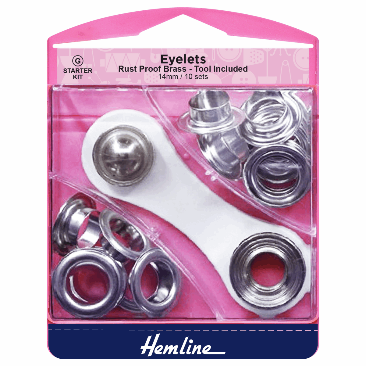 Eyelets Starter Kit 14mm (G) 10 Sets Nickle Inc Eyelets, Washer