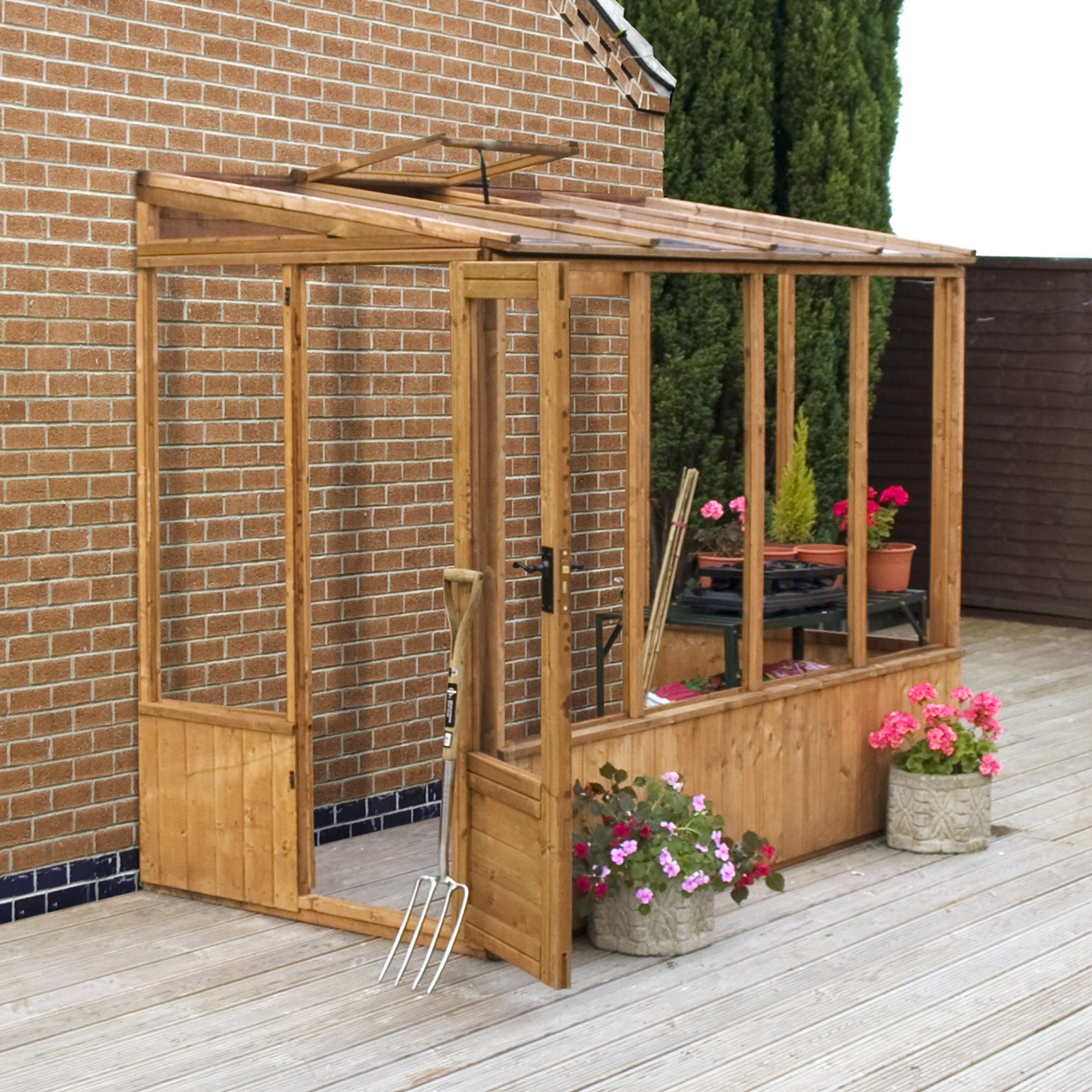 Wooden Lean-To Pent Greenhouse 8x4 Outdoor Garden Storage Potting Shed 