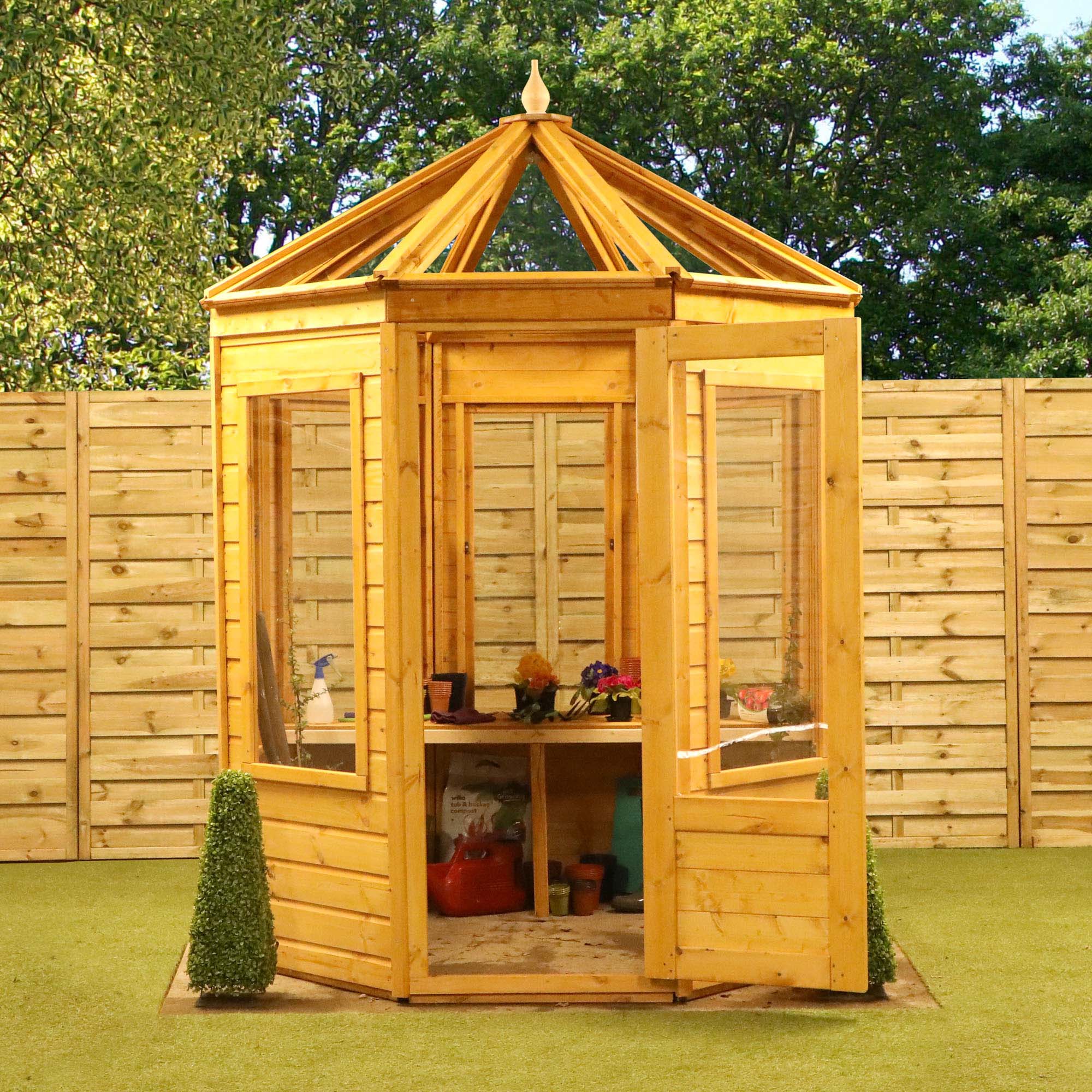 Octagonal Wooden Greenhouse  6x6 Outdoor Garden Potting  Shed  Storage 6ft 6ft 5029442091174 eBay