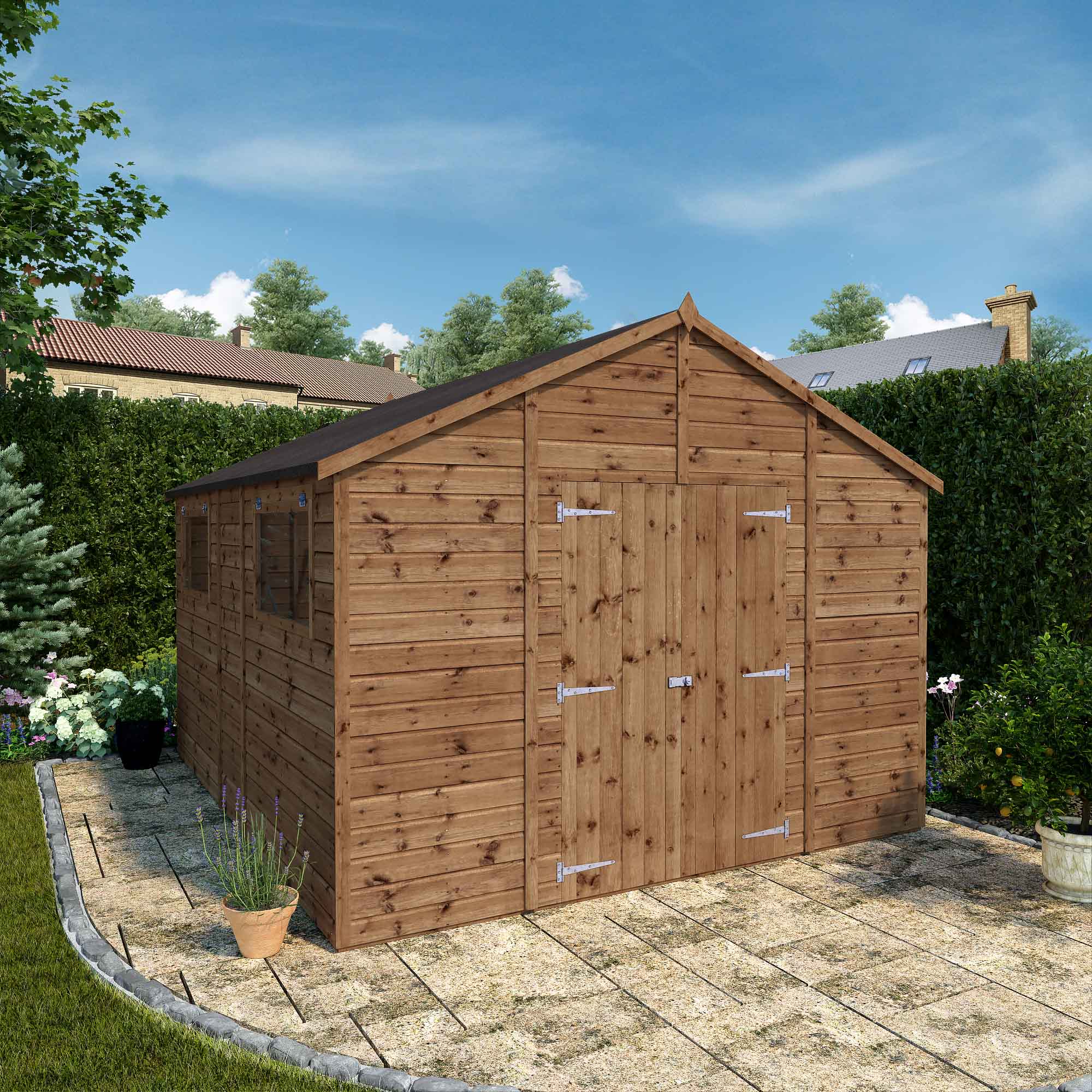 Wooden Workshop Shed 12x10 Modular Outdoor Garden Storage Apex Roof ...