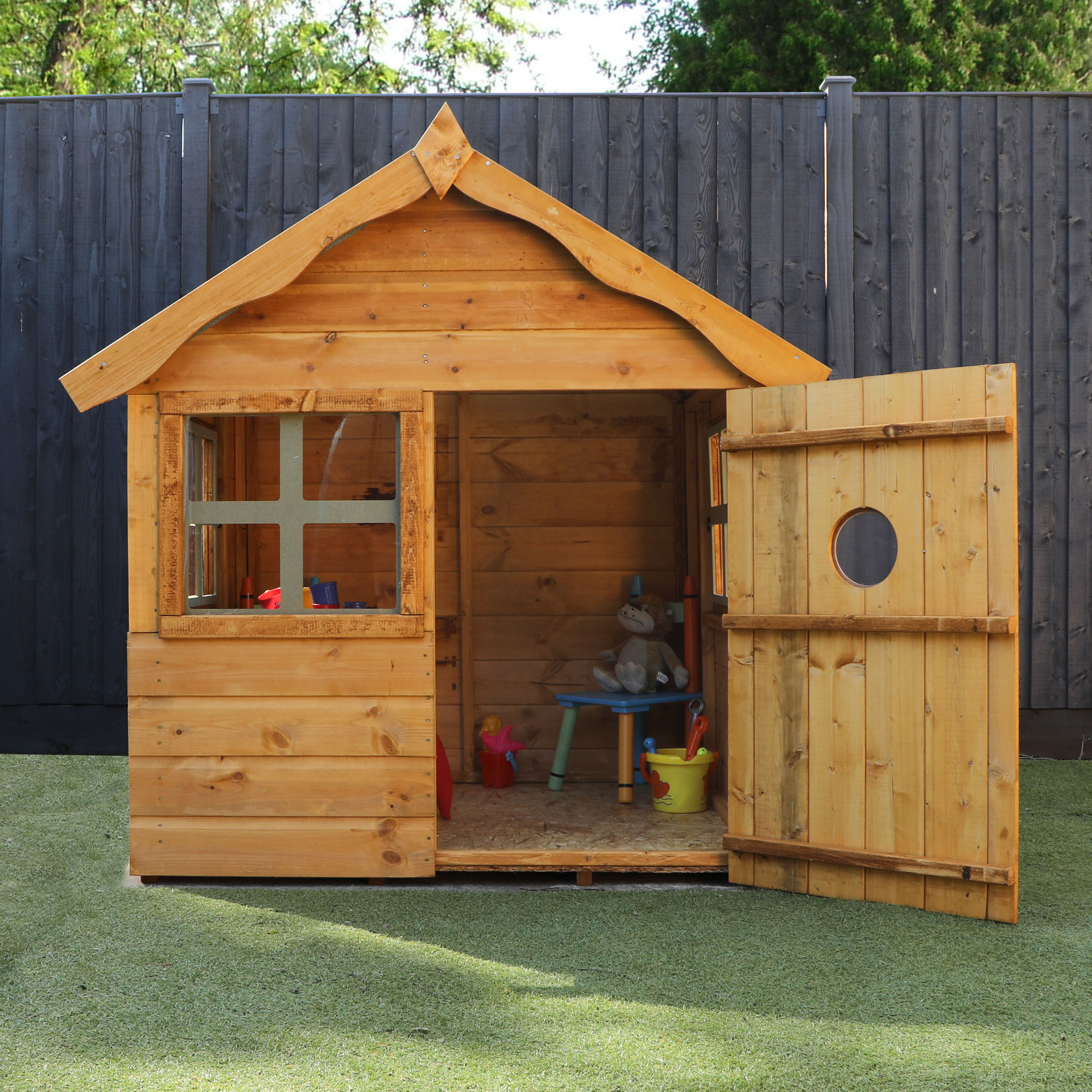 Wooden Children's Playhouse 4x4 Outdoor Wendy House Den Apex Roof ...