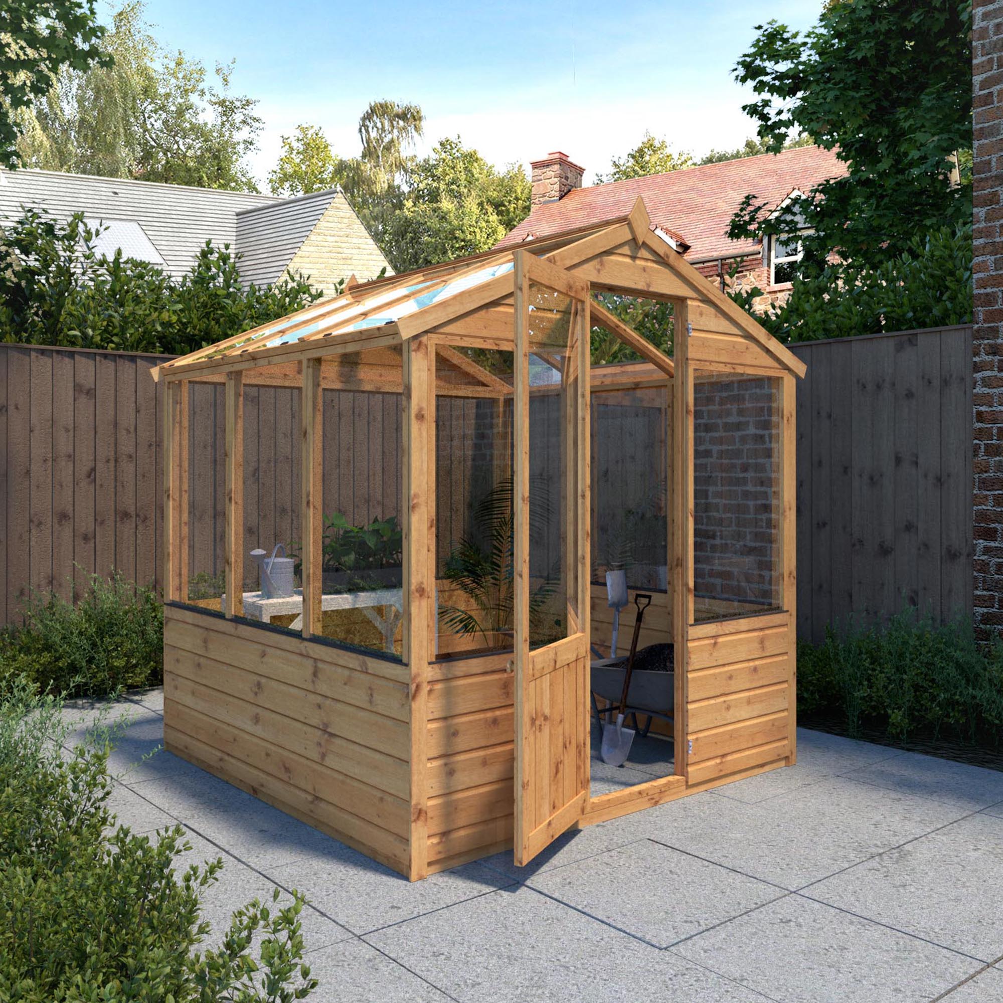 Wooden Greenhouse 6x6 Outdoor Garden Building Potting Shed Apex Roof ...