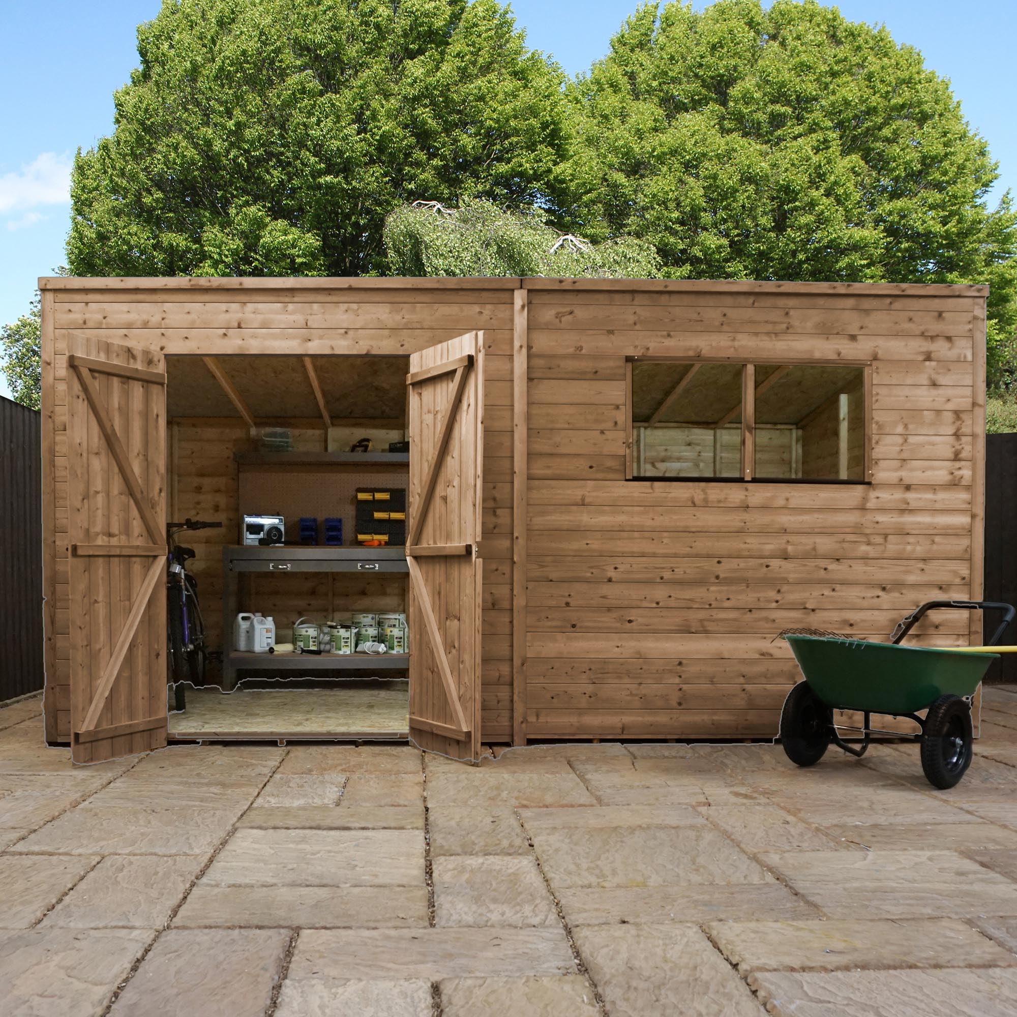 wooden garden shed workshop 14x6 outdoor storage pressure