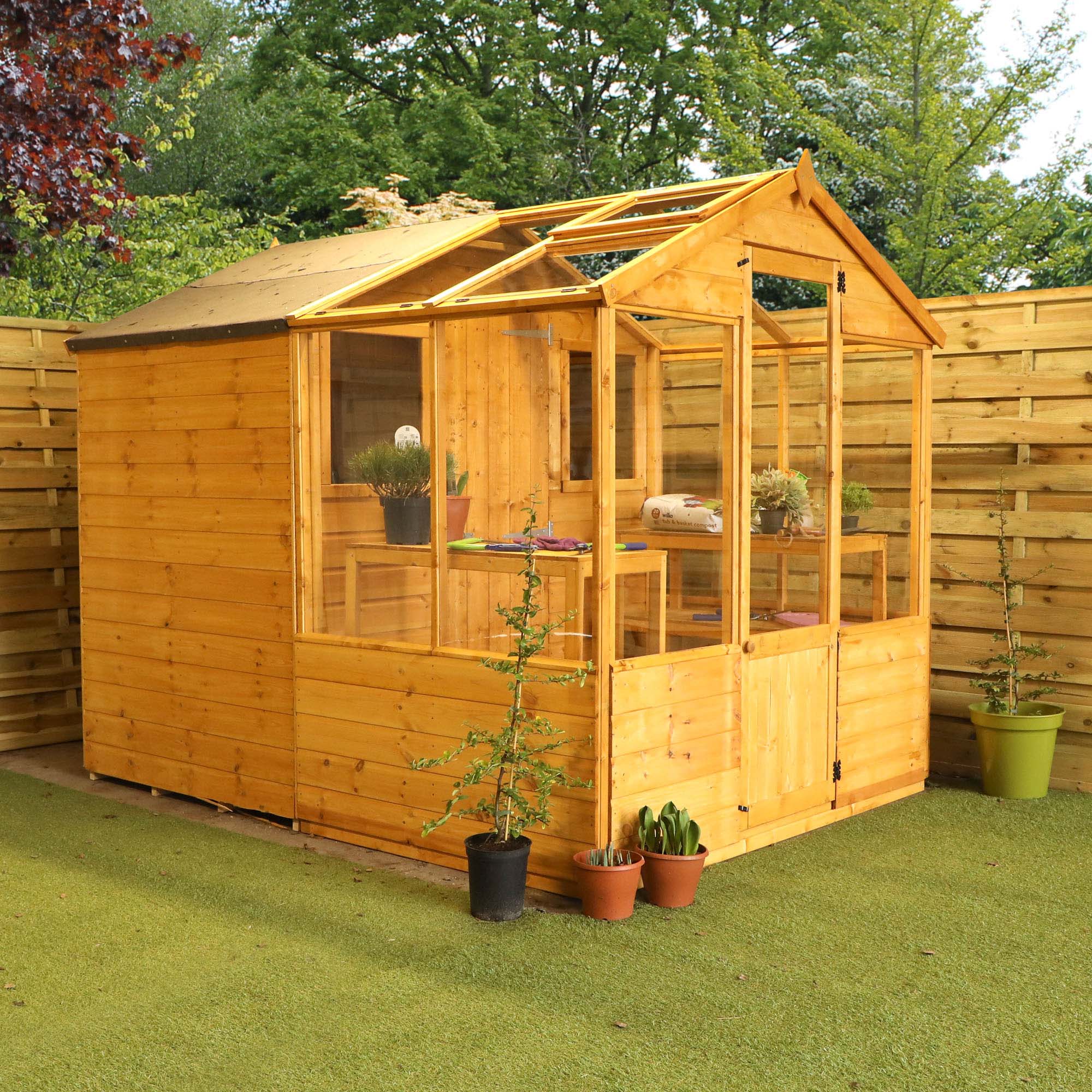 Wooden Greenhouse & Storage Shed 8x6 Outdoor Garden Building Potting