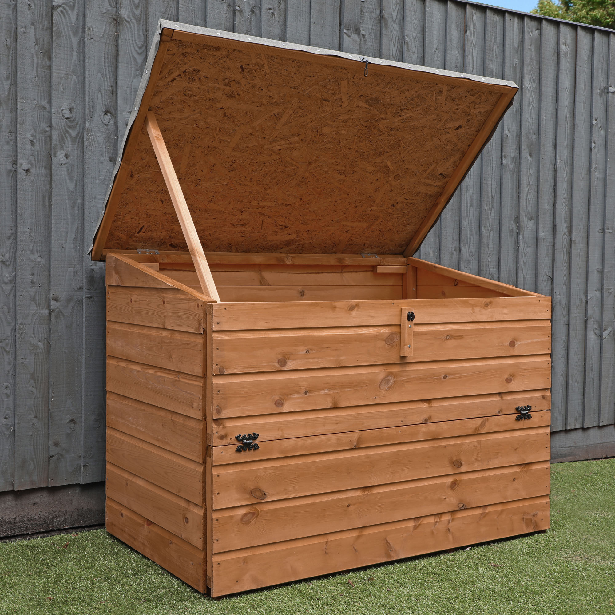 4x3 Wooden Shiplap Garden Storage Chest Outdoor Store Box Pent Roof 4ft 