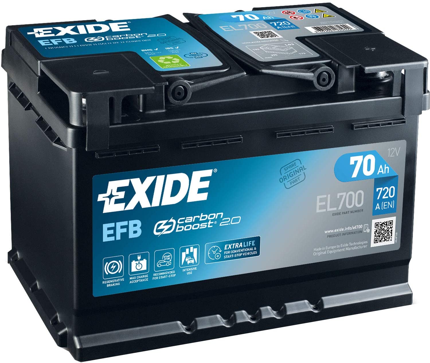 EXIDE EL700 096 EFB Stop / Start Car Battery 12V 70AH 720CCA eBay