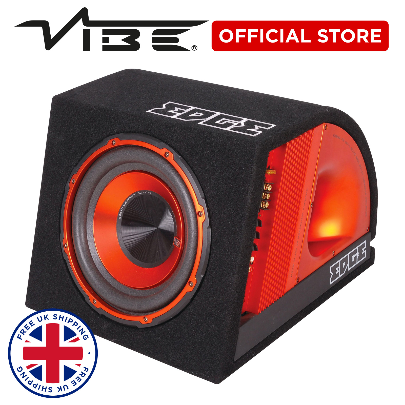 EDGE 10" Car Audio 750W Peak Sub Active Bass Subwoofer Speaker Amp