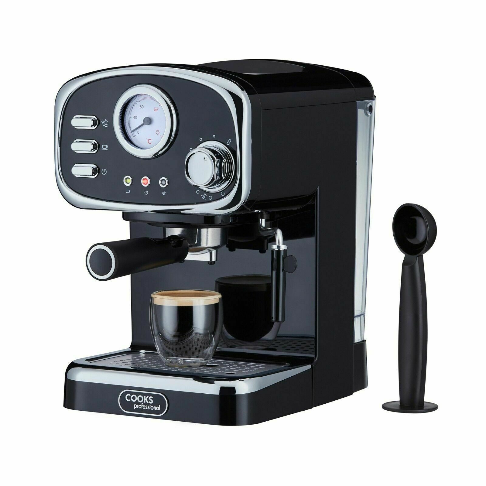 Cooks Professional Espresso Coffee Machine Maker 15 Bar Retro Barista