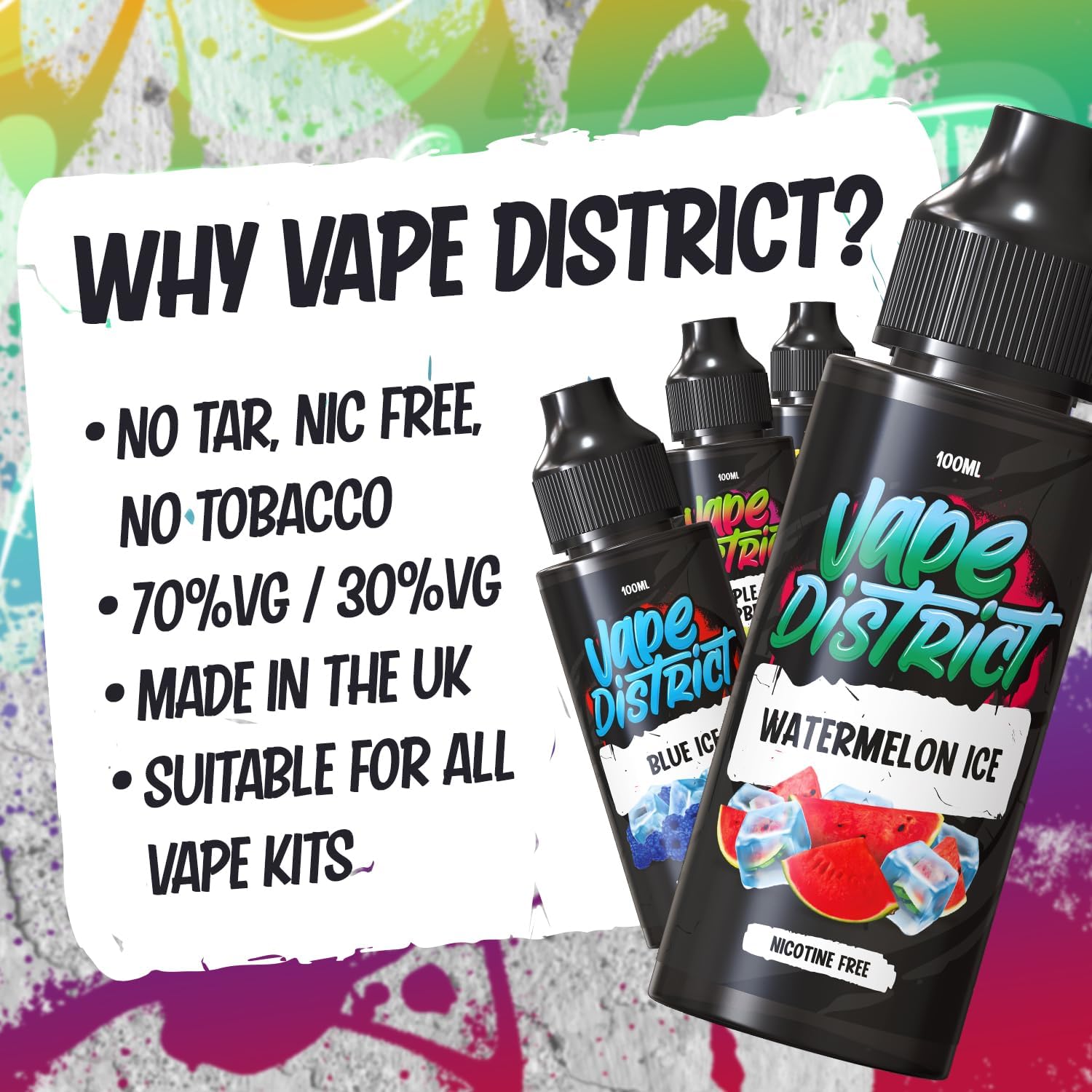vape district e liquid Vape District E Liquid 6 x 100ml 70VG/30PG Fruit Flavour Shortfill Bottles E -Cig
