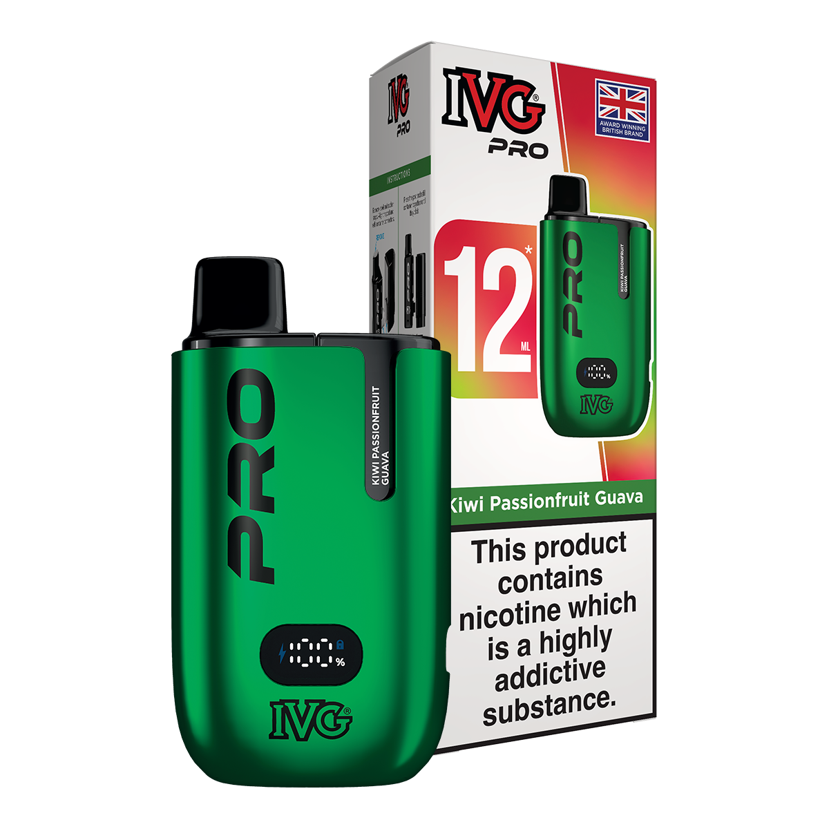IVG Pro 12 Vape Kit & Replacement Refill Pack | Rechargeable Vape | E-Cig
