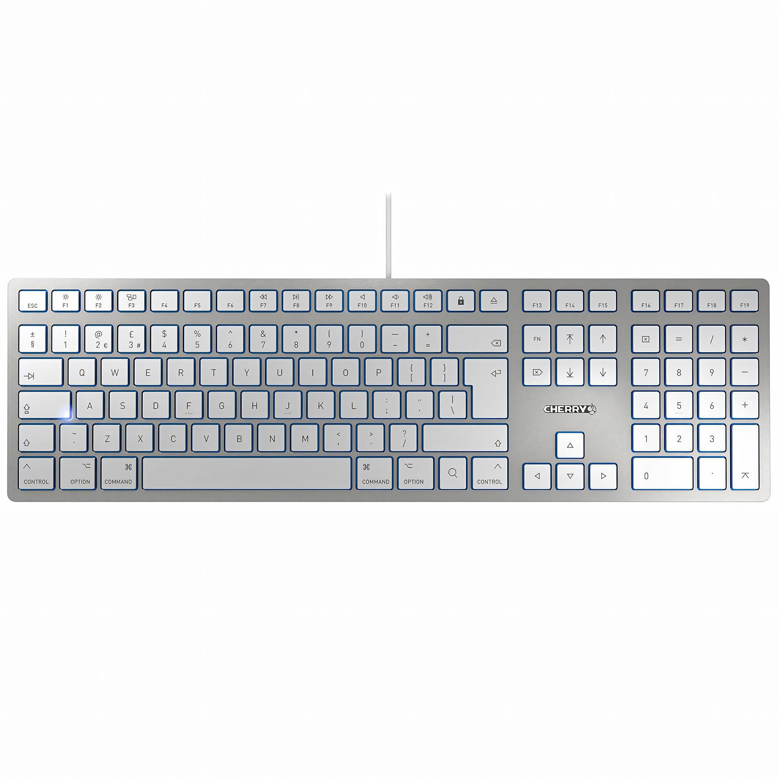 Cherry KC 6000 Slim 1.8m Wired MAC Compatible Keyboard UK QWERTY - Silver