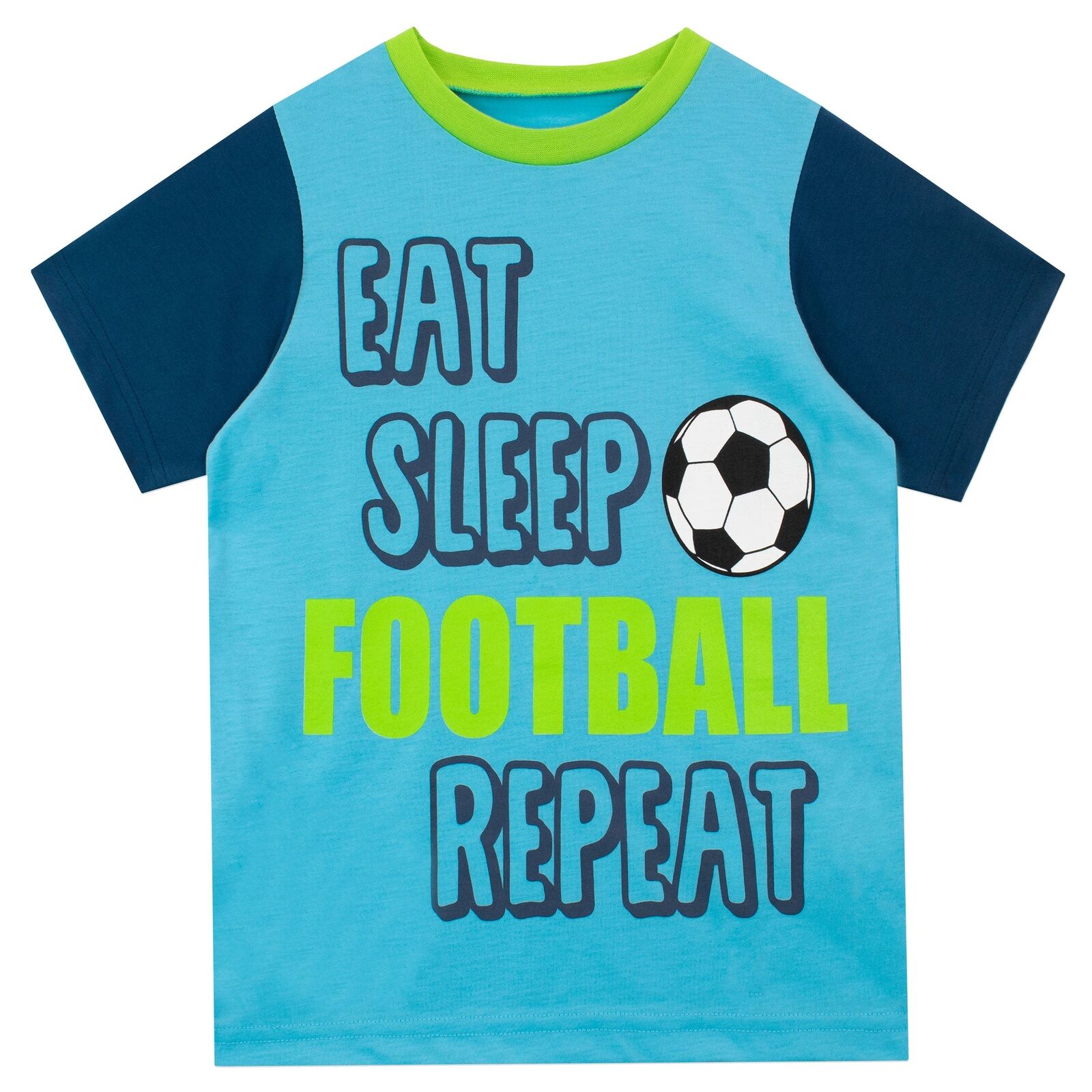 Eat Sleep Football Repeat Short Pyjamas Boys Nightwear PJs
