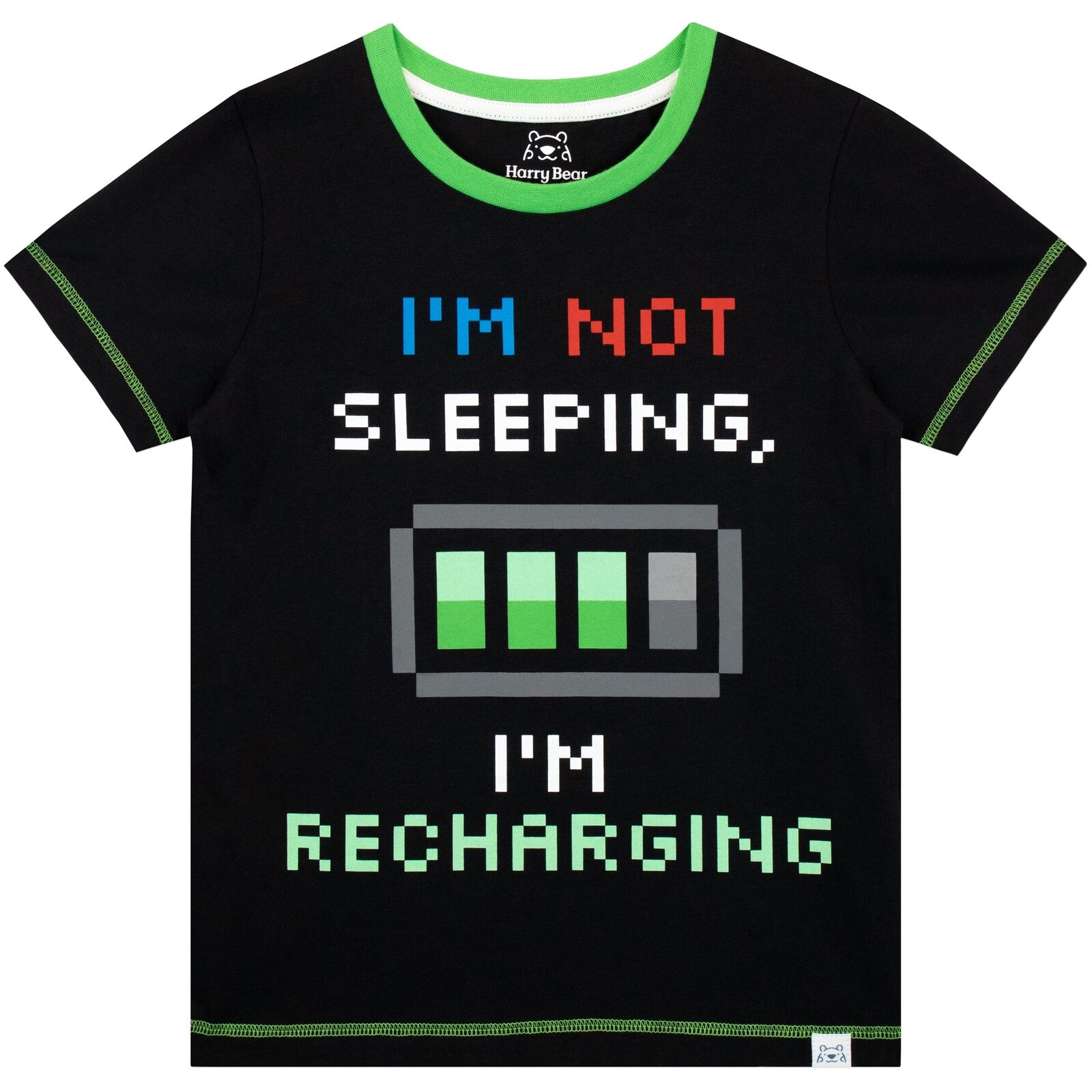 Gaming Pyjamas Set Glow in the Dark Kids Boys Childrens Short Sleeve Trousers