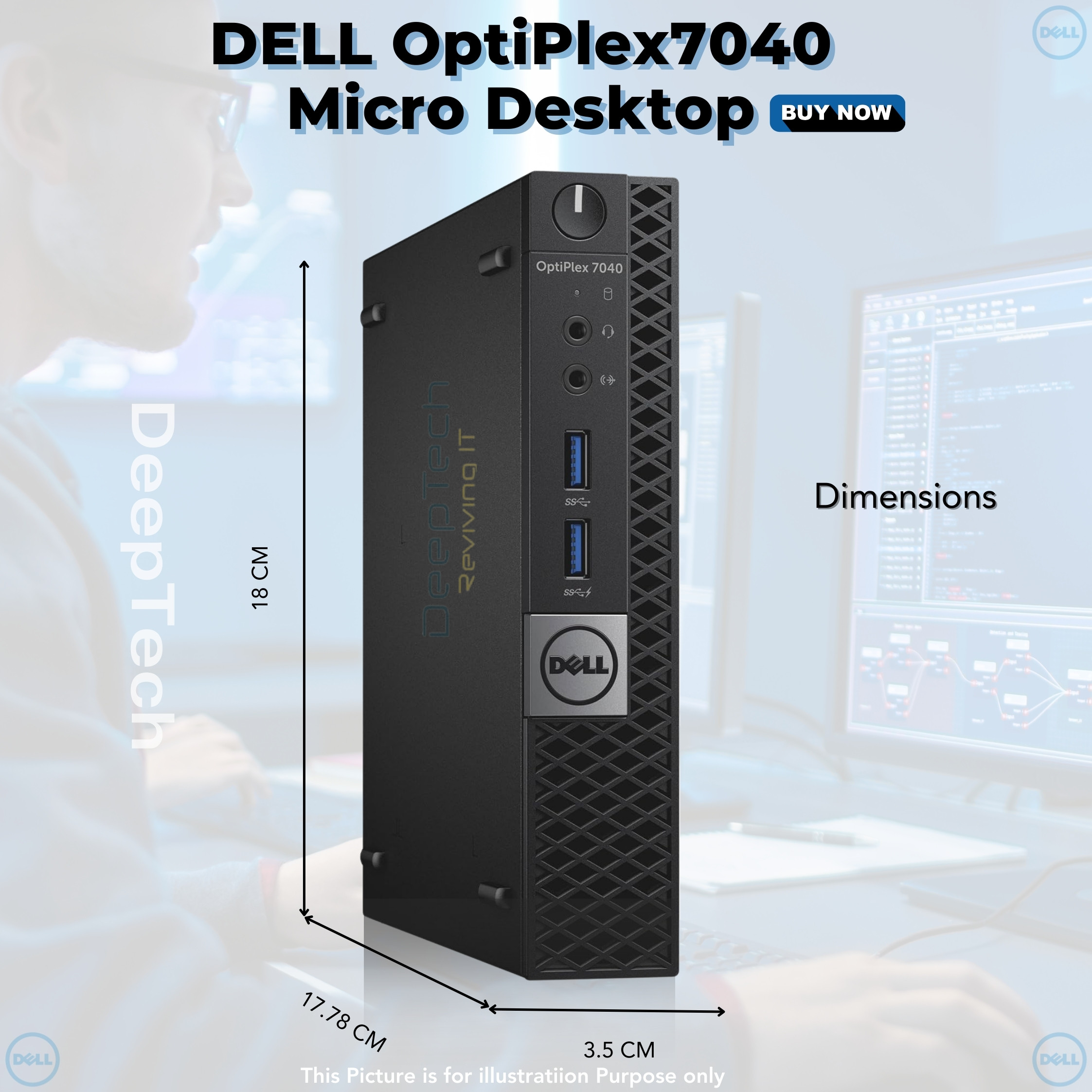 Dell OptiPlex 7040 Micro PC Core i7 6th Gen 32GB RAM 2TB SSD Wi-Fi