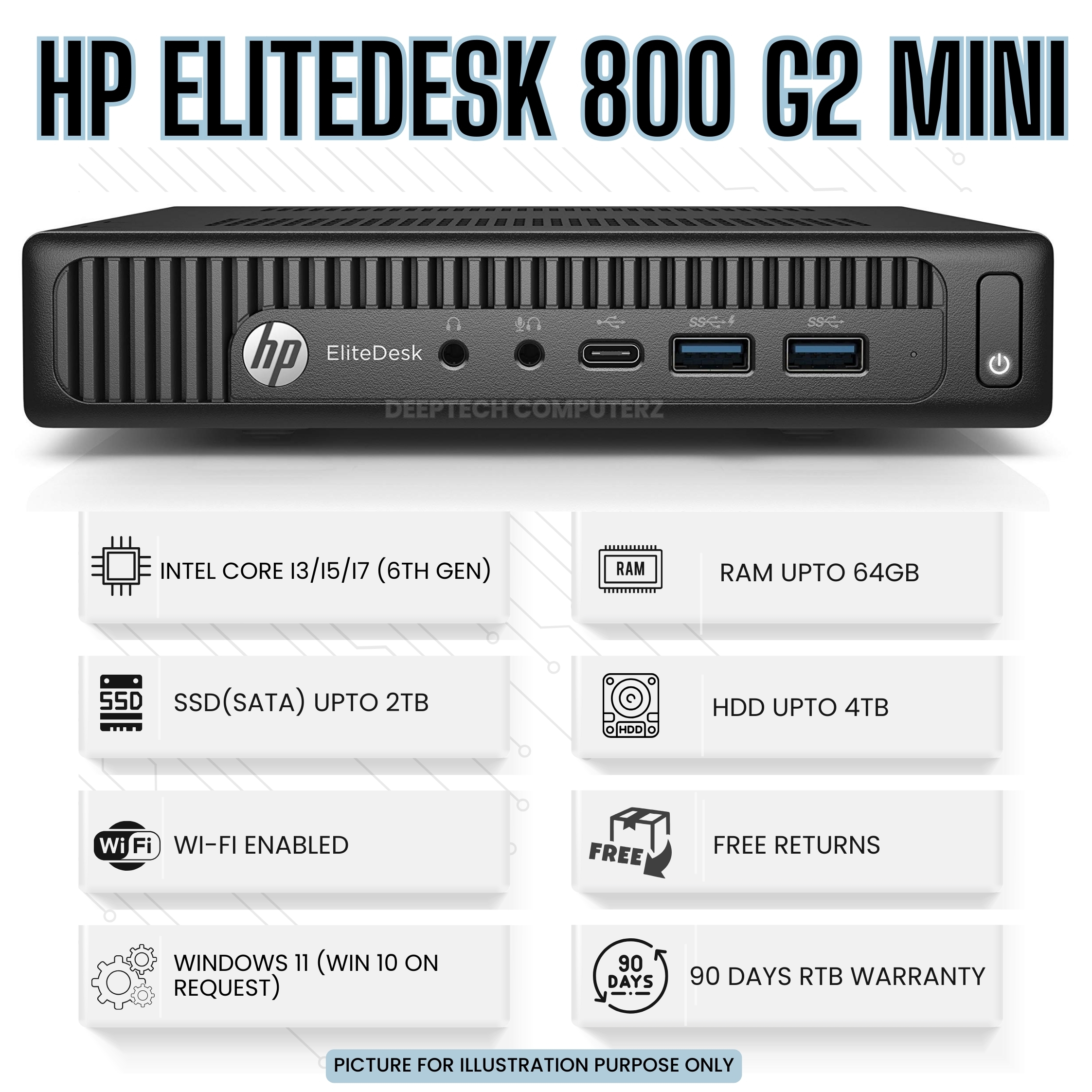 PC HP EliteDesk 800 G3 Intel Core i5 8 Go RAM 256 Go SSD Noir et Gris - Mini -PC - Achat & prix