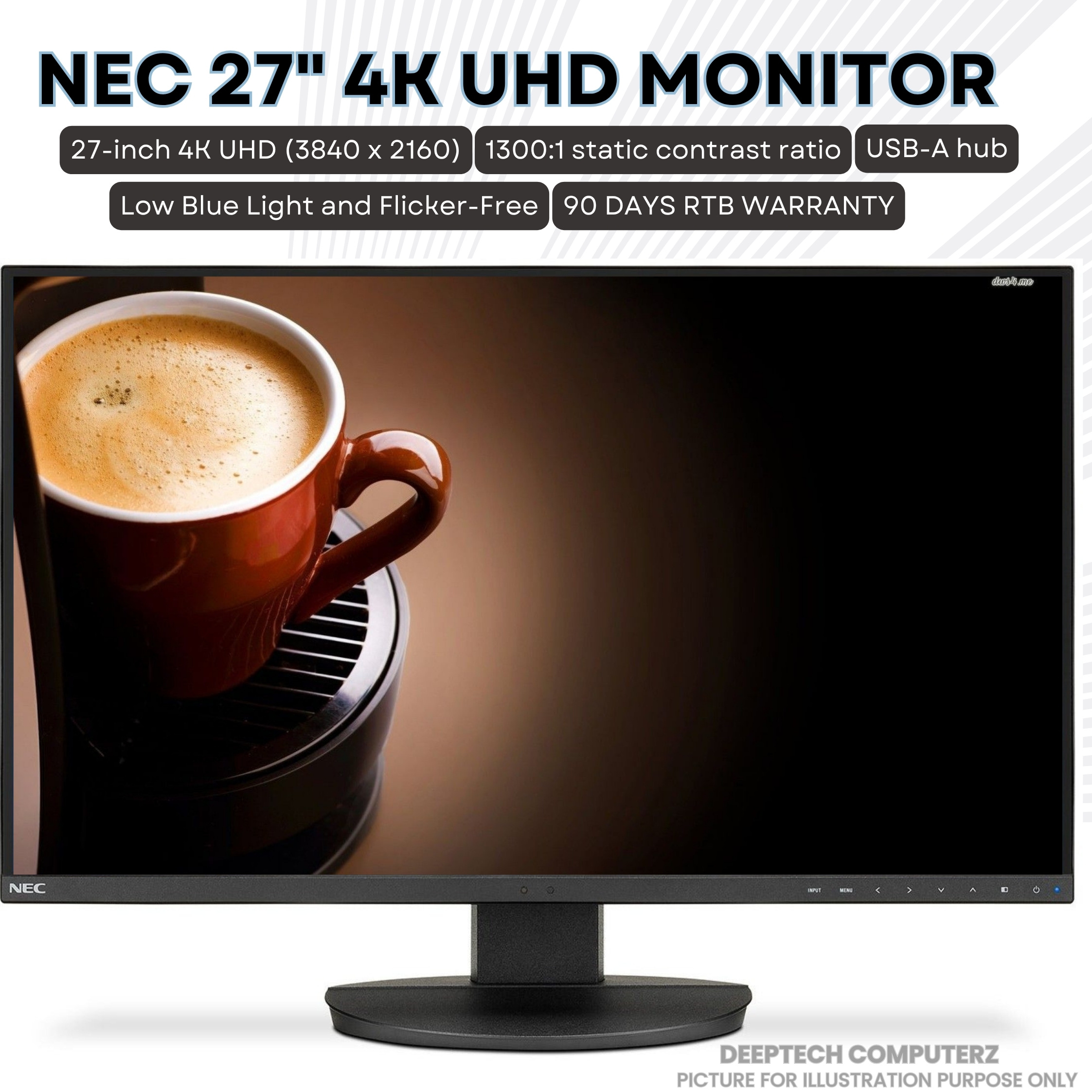 NEC MultiSync EA271U 27'' 4K UHD IPS LCD Monitor USB-HUB HDMI
