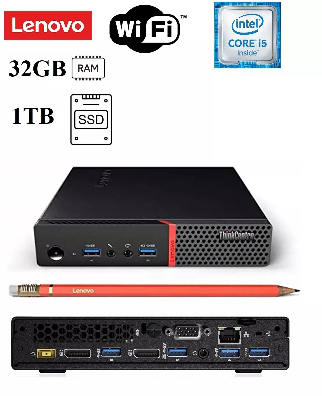 Lenovo - ThinkCentre ★ Tiny★大容量★Windows11★Office Windows 11 PRO PC Tiny Core i7 32GB RAM 1TB SSD Wi-Fi PC